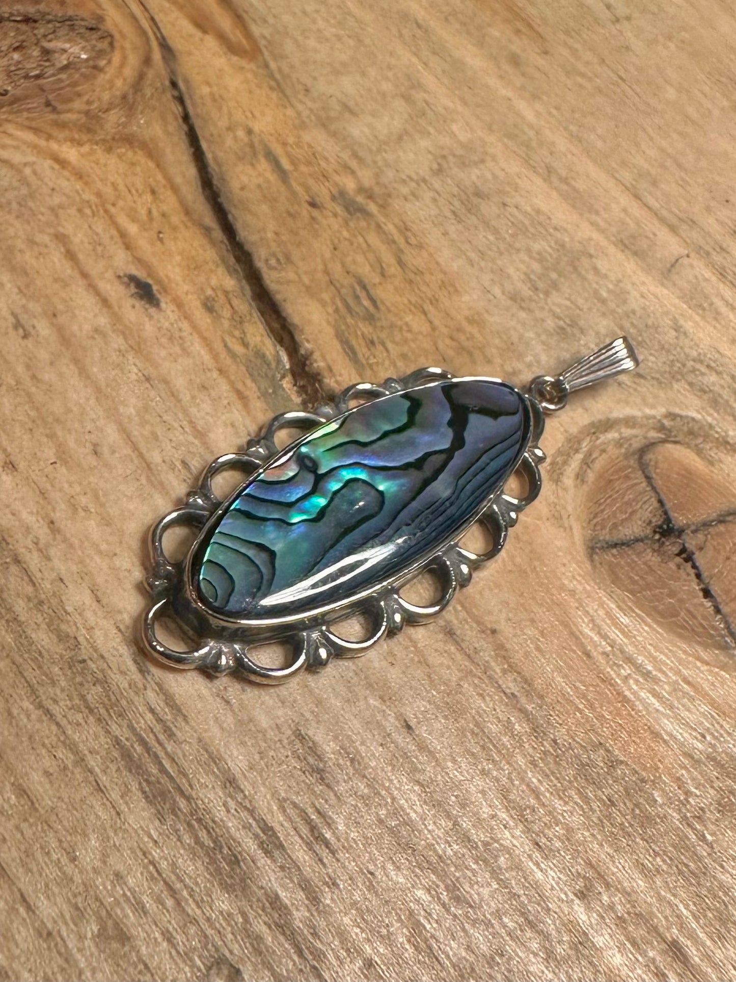 Vintage Abalone 925 Silver Pendant