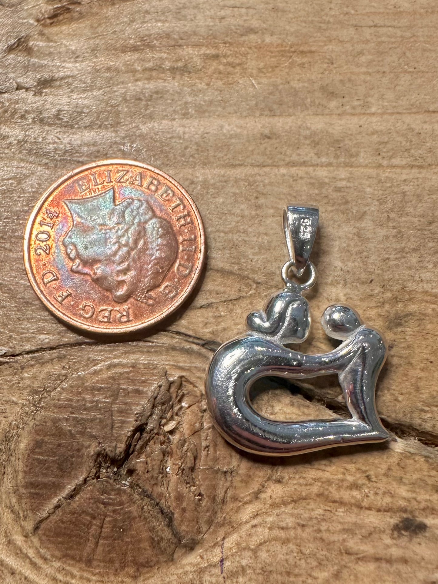 Abstract Mother and Child 925 Silver Pendant