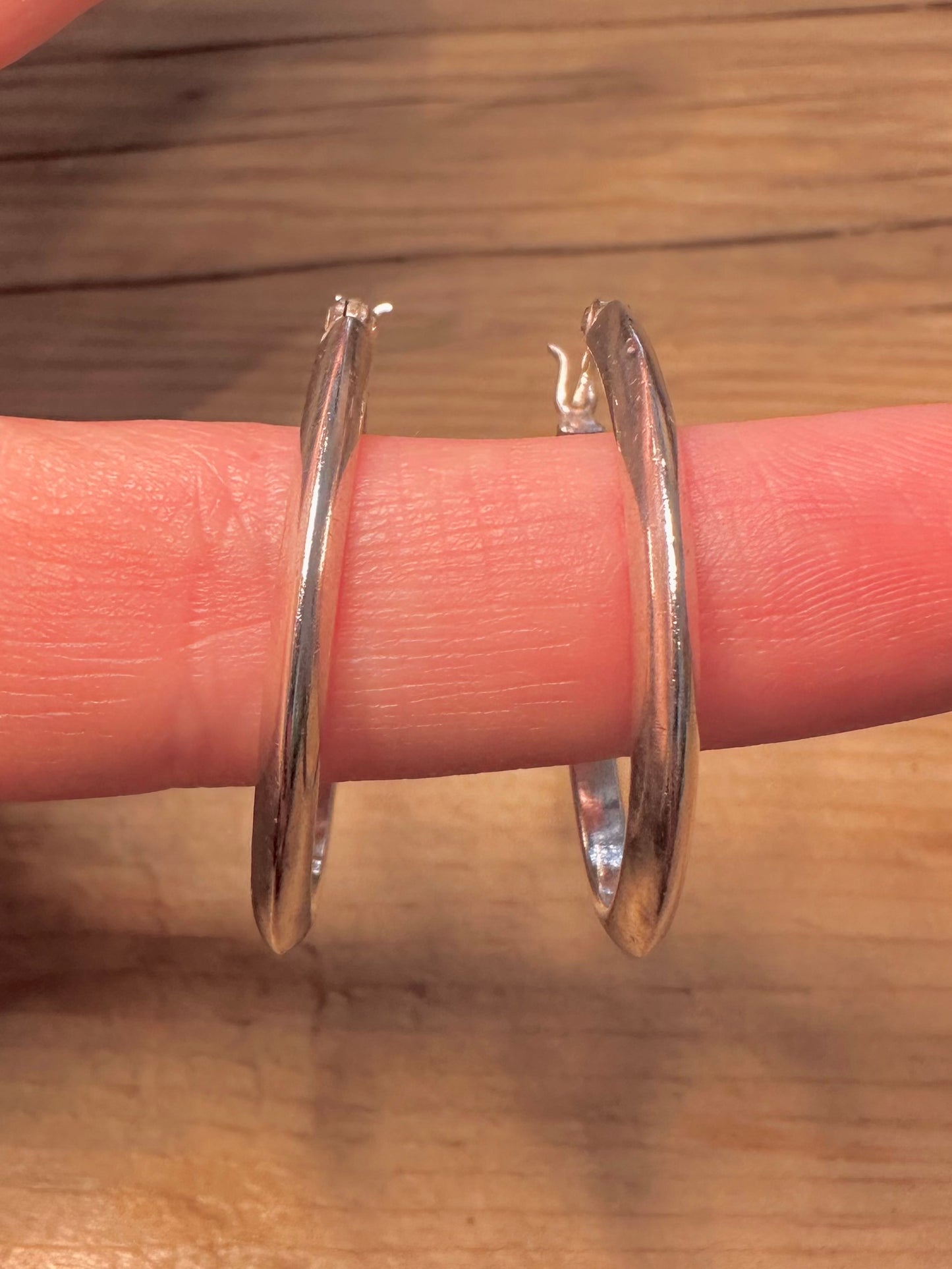 Vintage Oval Hoop 925 Silver Earrings