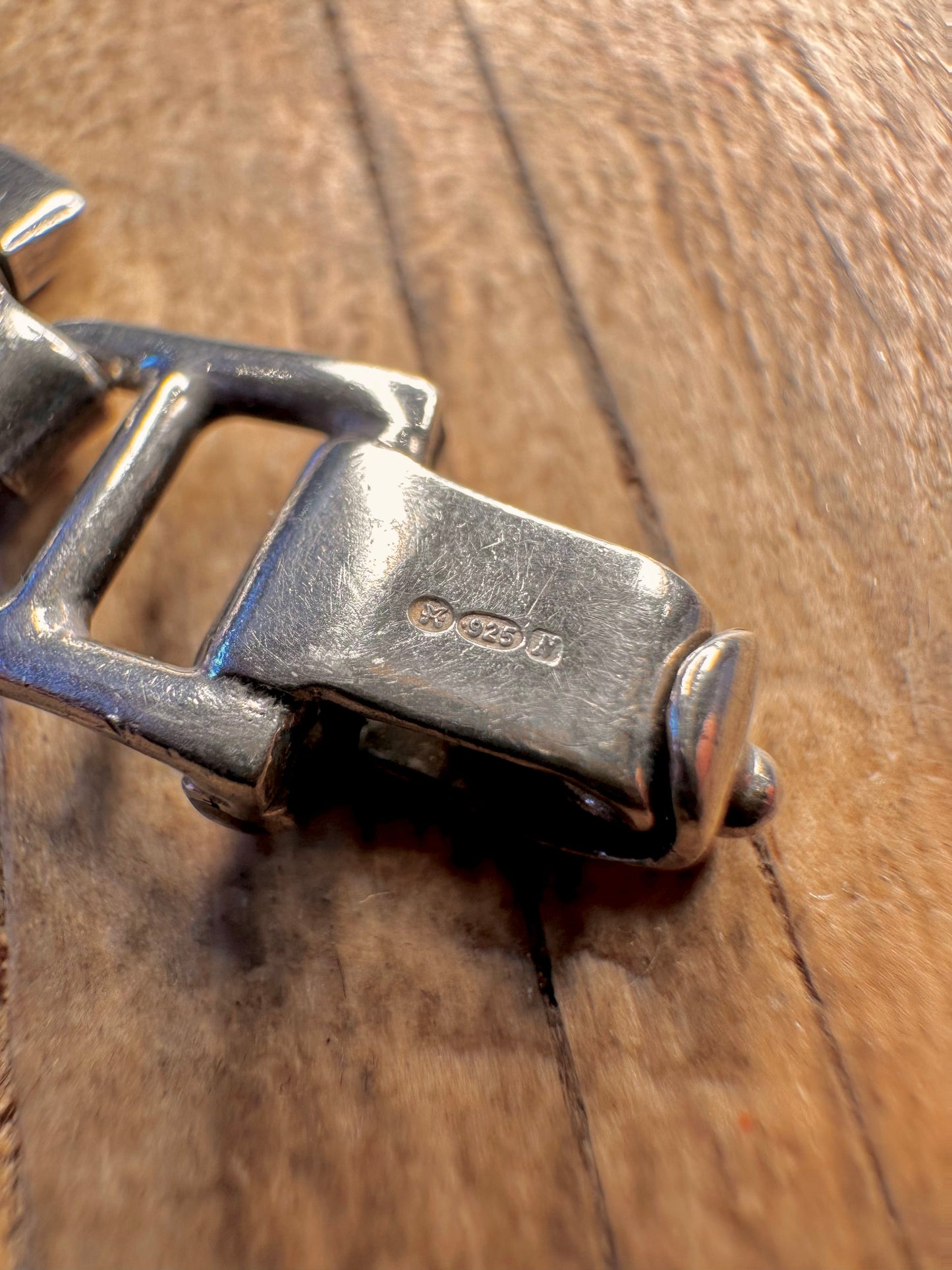 Modernistische Rechteck-Gliederkette aus 925er Sterlingsilber, 17,3 Zoll, von 1987