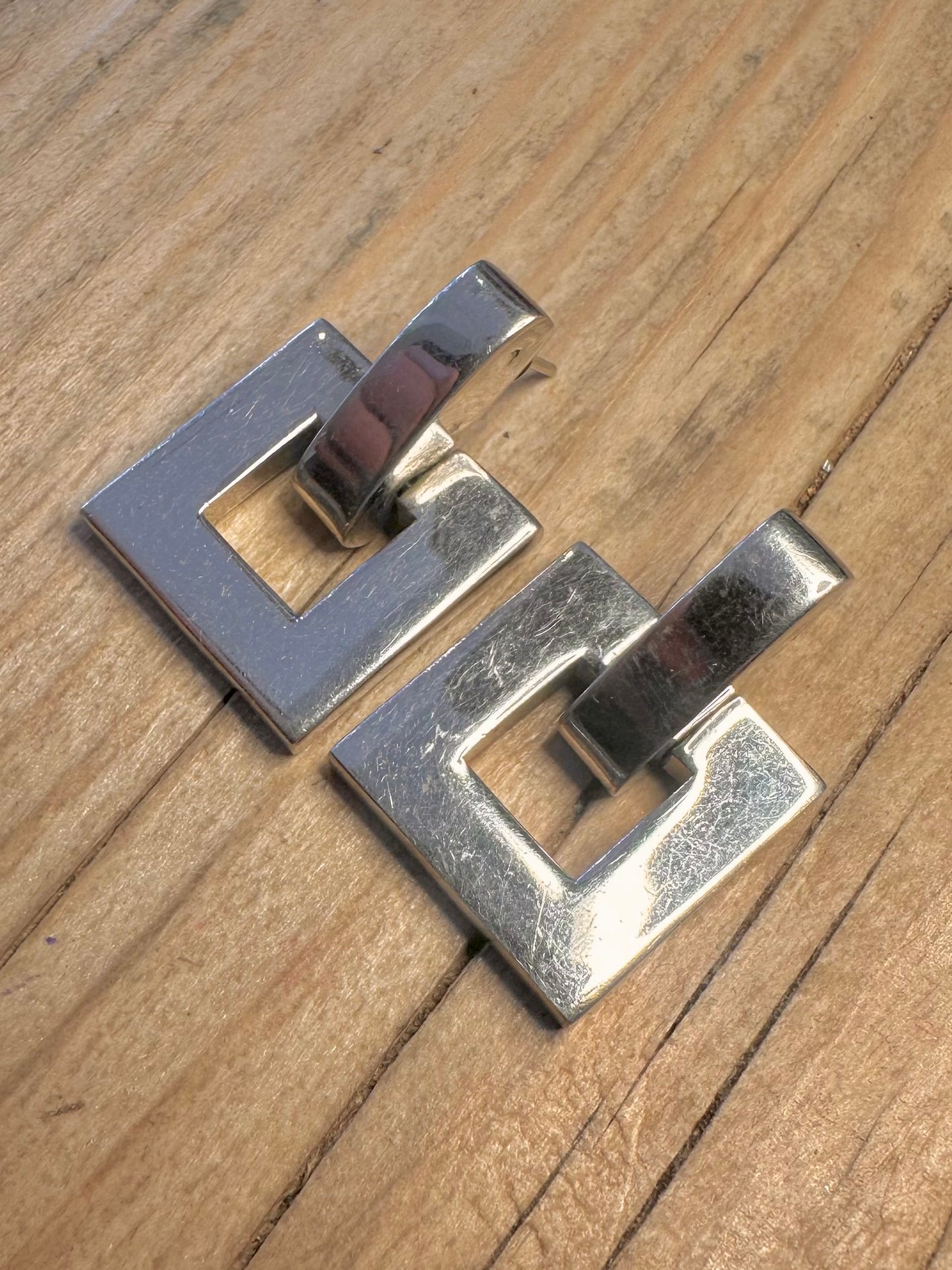 Modernist Square 925 Sterling Silver Earrings