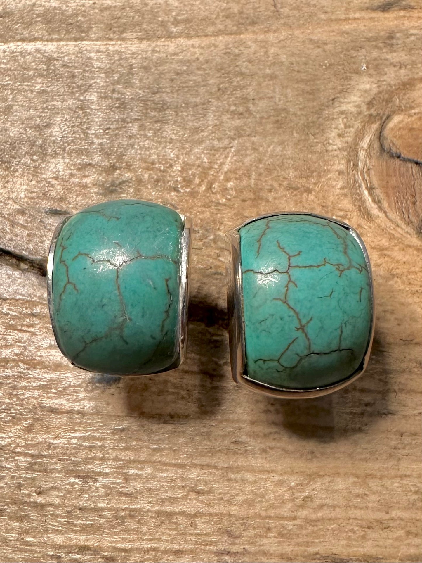 Abstract Turquoise Stud 925 Silver Earrings