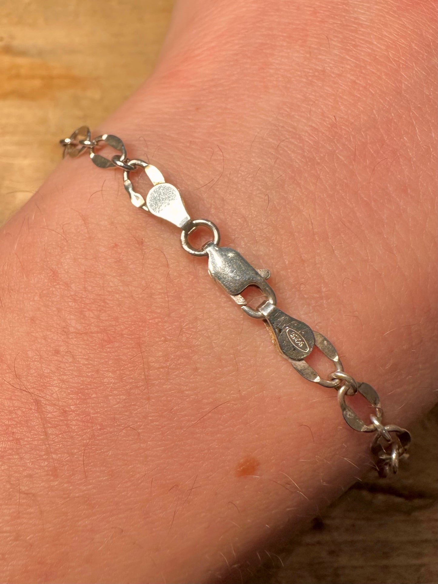 Vintage Unique Chain Link 925 Silver 7.5 inch Bracelet