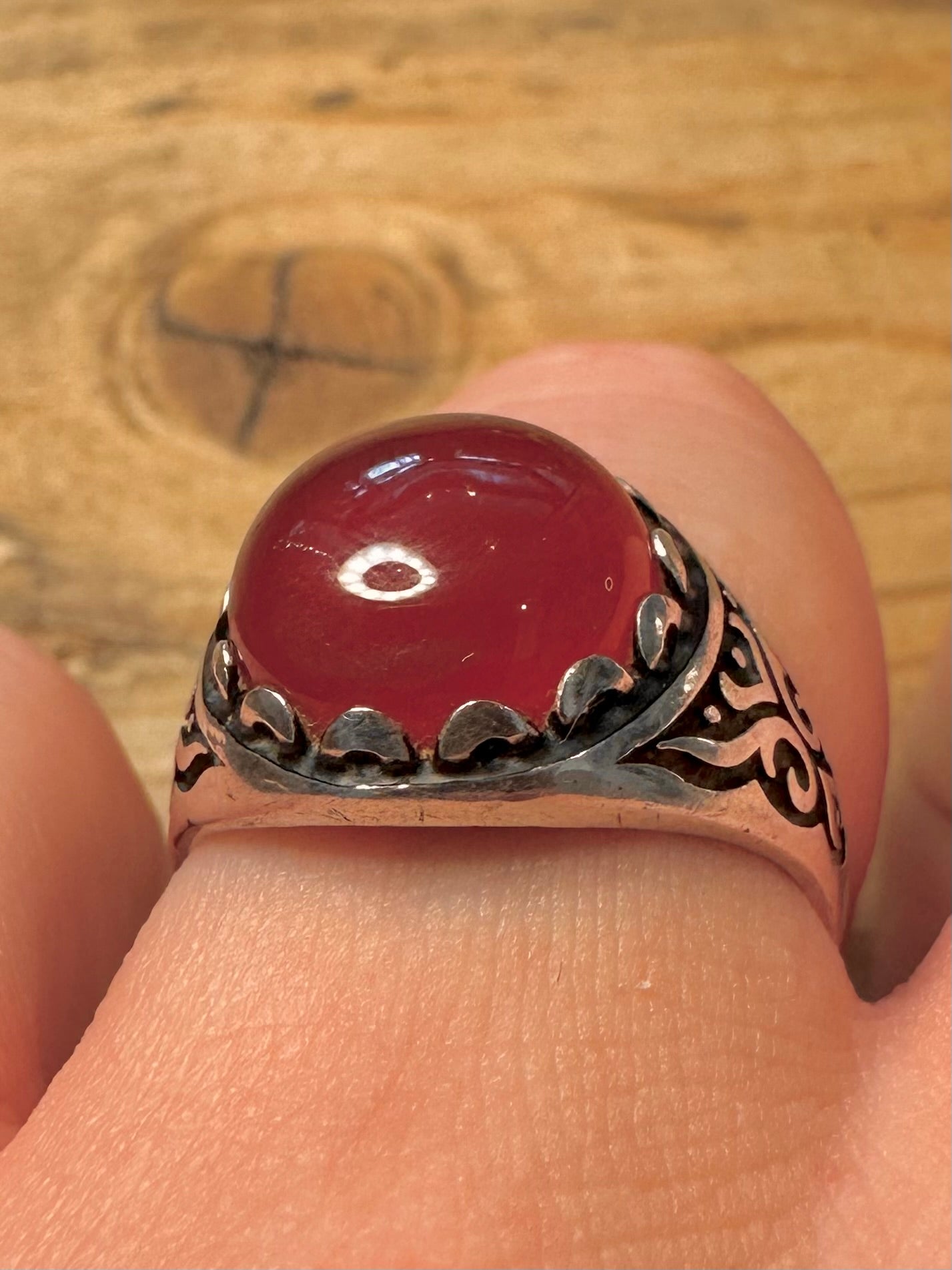 Vintage Carnelian Signet 925 Silver Size R Ring