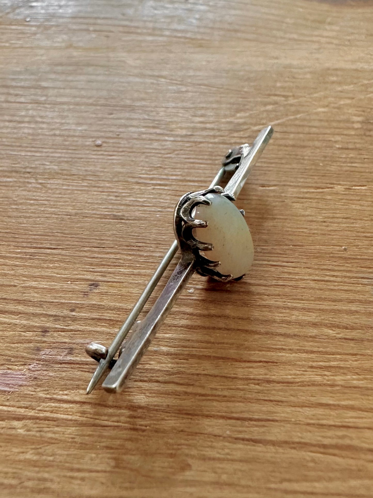 Vintage Opal 925 Silver Brooch