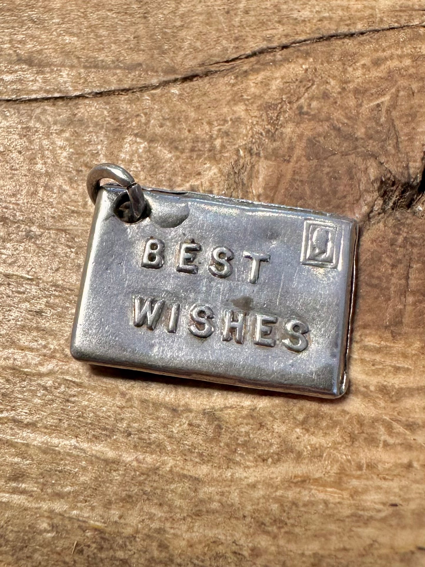 Vintage Best Wises Letter 925 Silver Charm Pendant