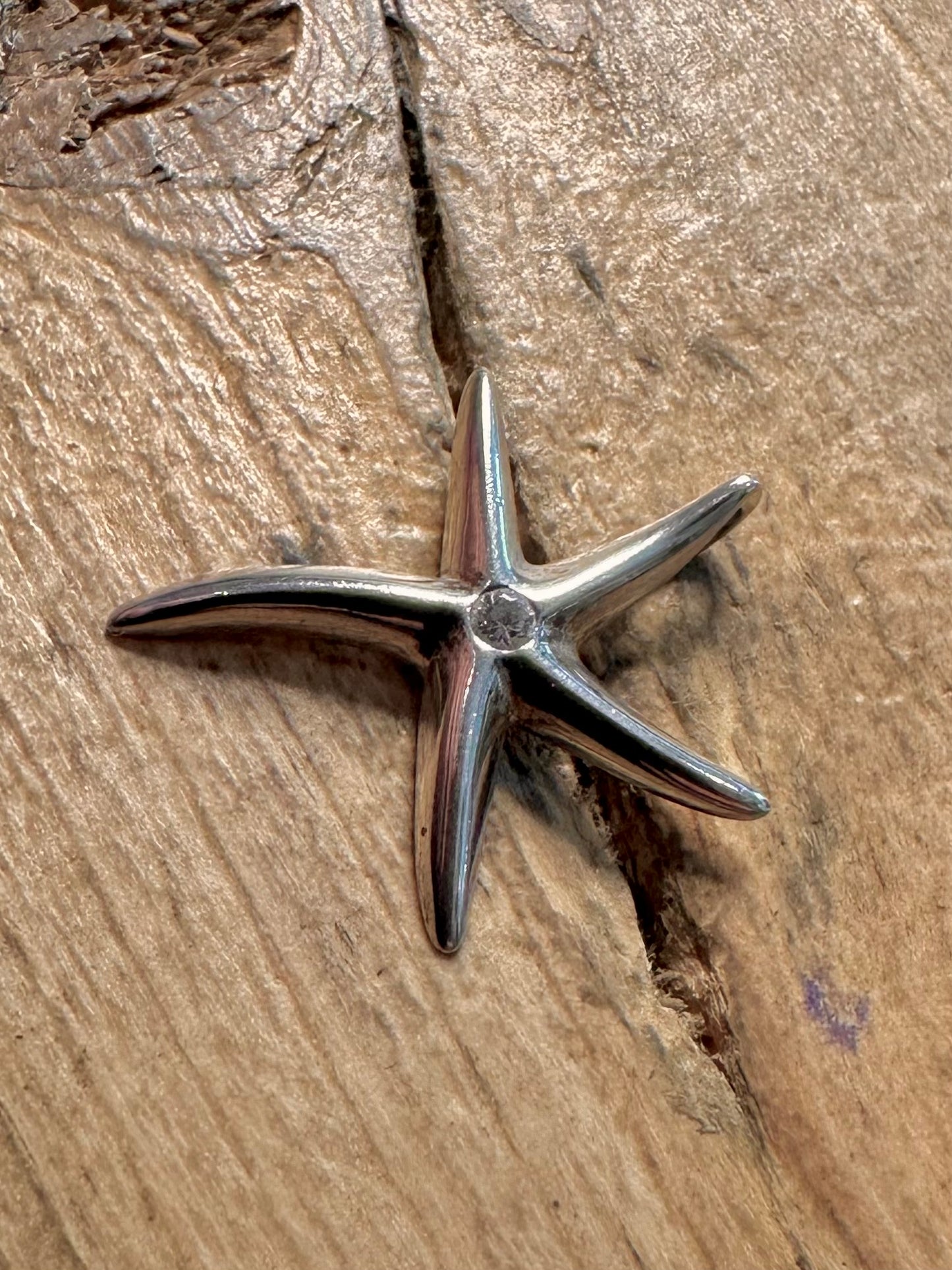 Modern CZ Starfish 925 Silver Pendant