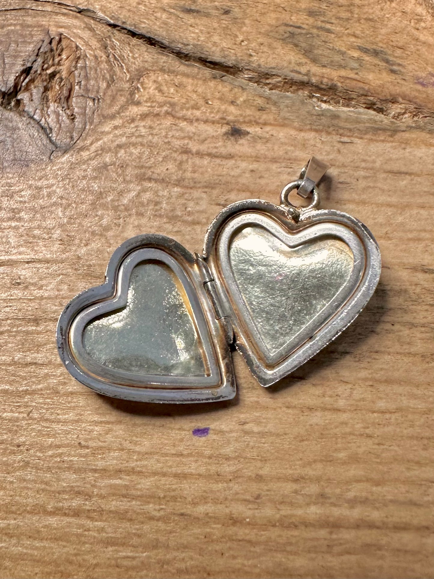 Vintage Heart Red Stone Locket 925 Silver Pendant