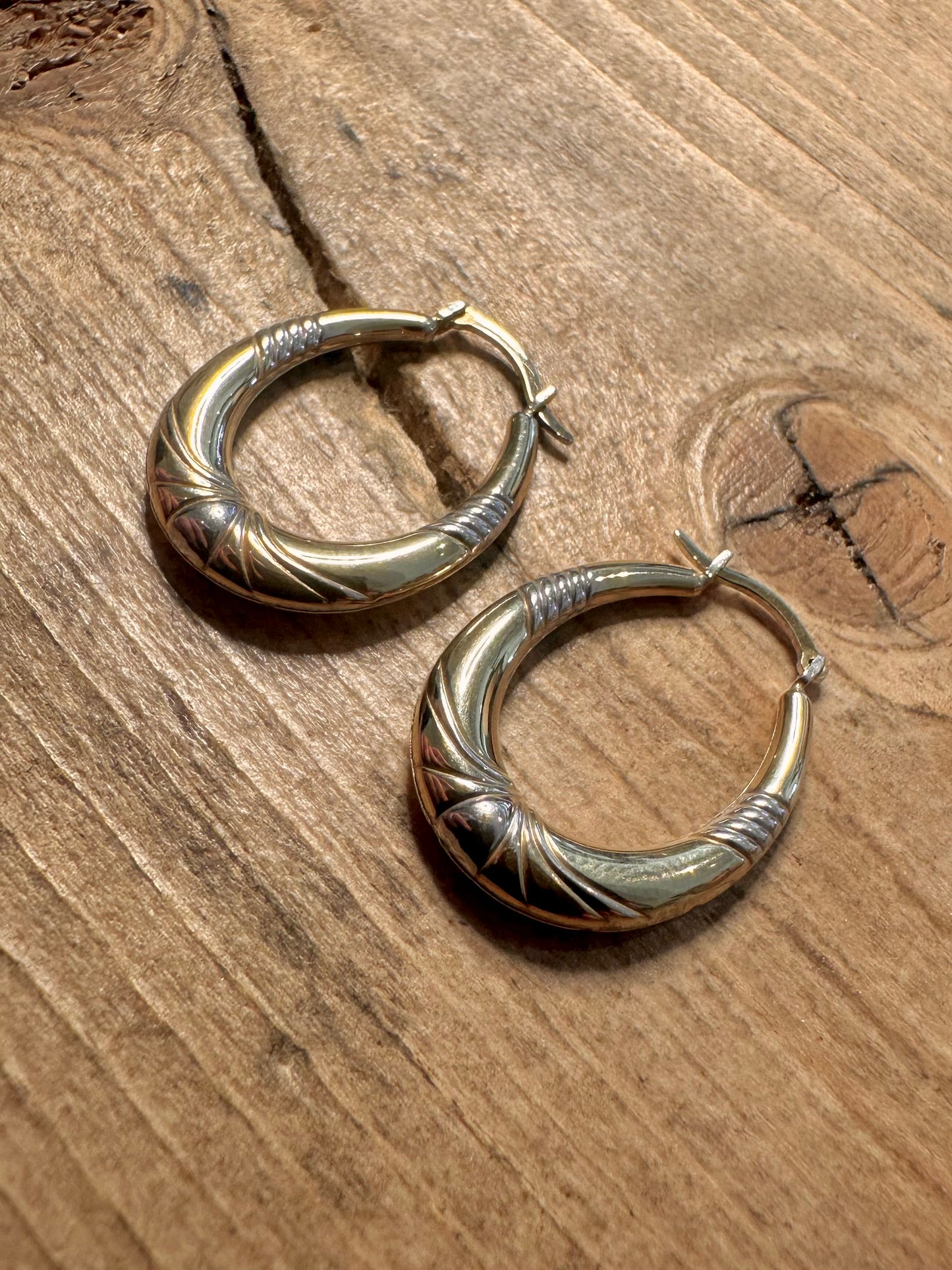 Vintage 9ct Gold Bonded 925 Silver Hoop Earrings
