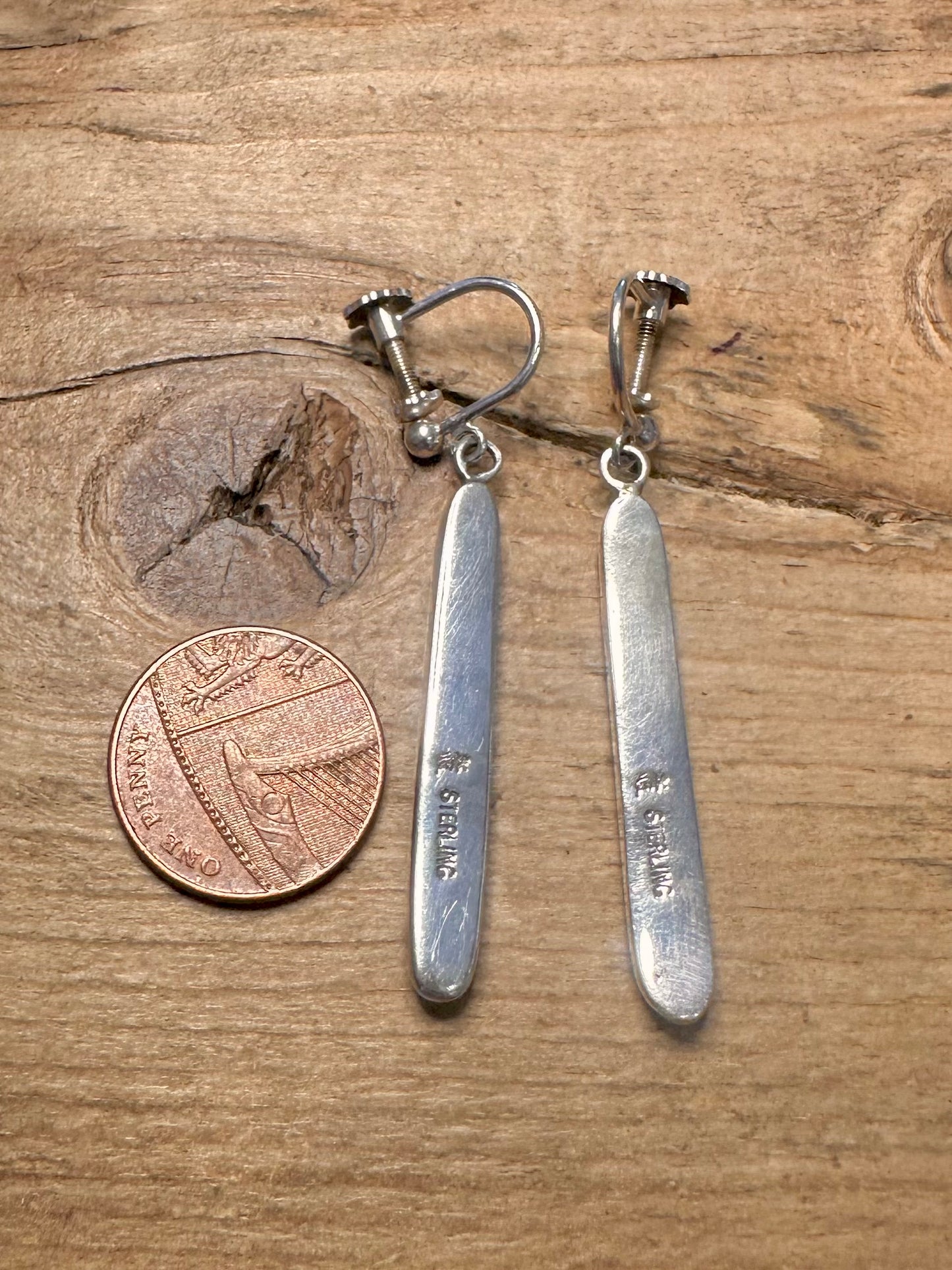 Vintage Native American Mosaic Screw on 925 Silver Earrings