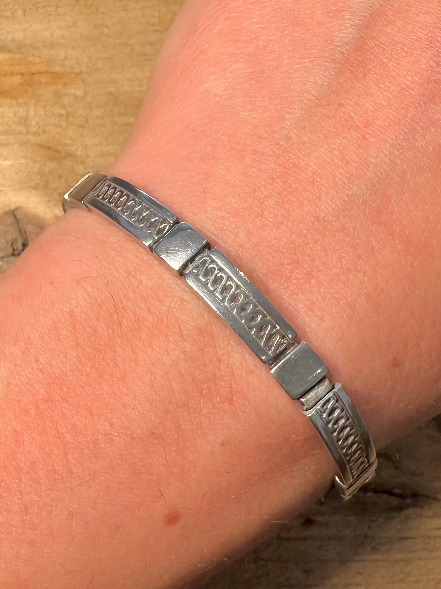 Vintage Tribal Bar 925 Silver 7.5 inch Bracelet