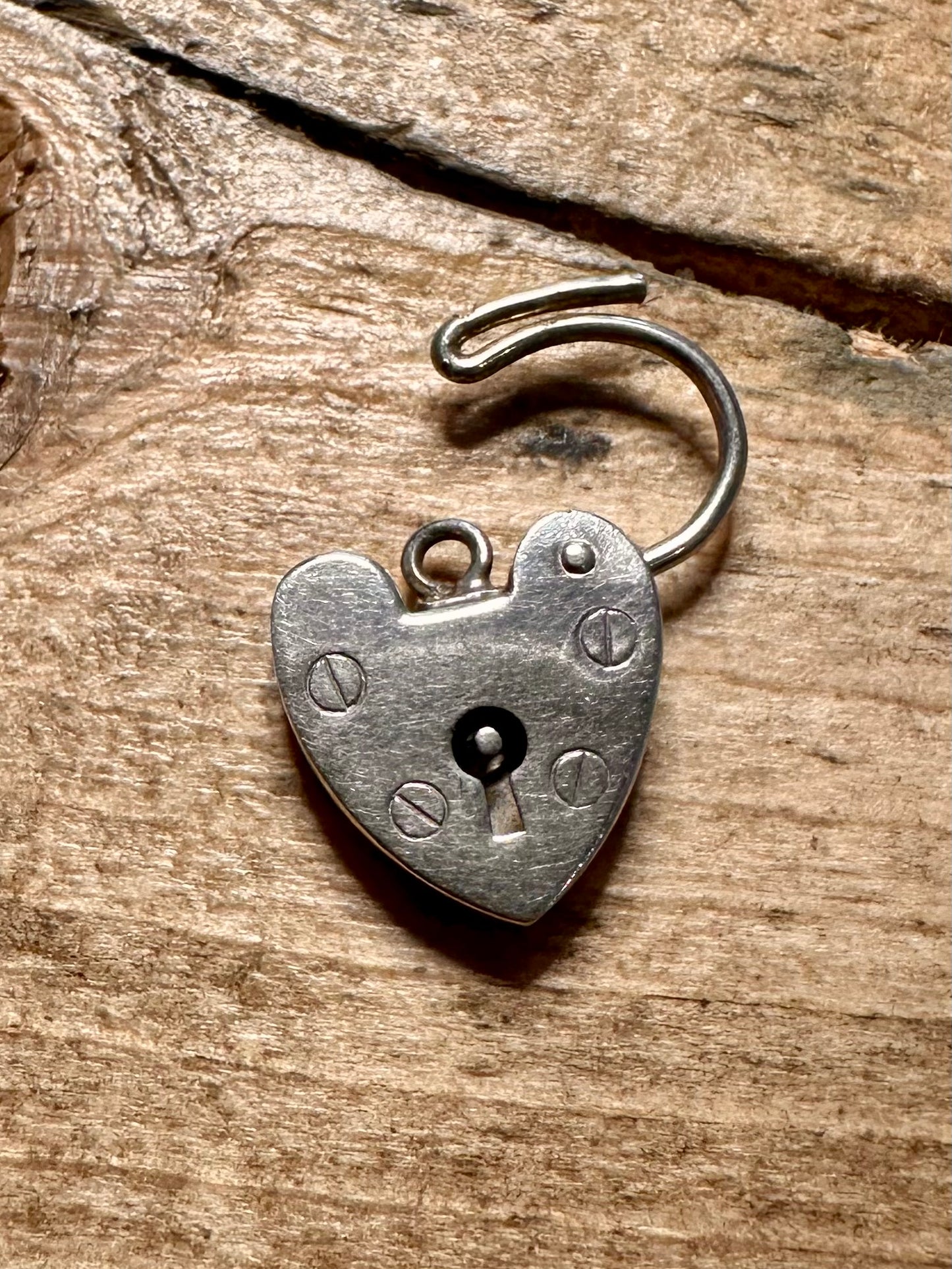 Vintage Heart Padlock 925 Silver Pendant