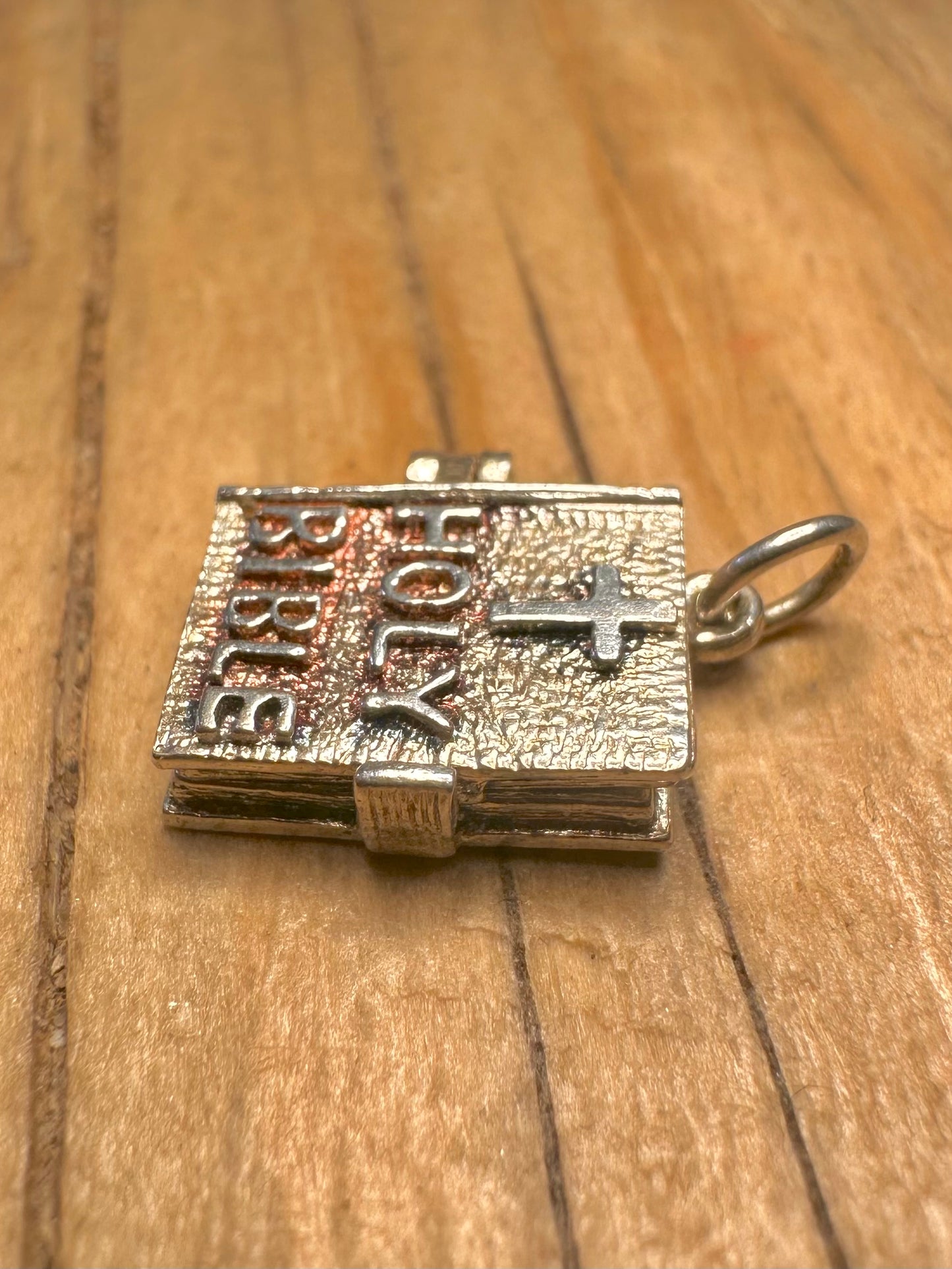 Vintage Bible with Papers 925 Sterling Silver Charm Pendant