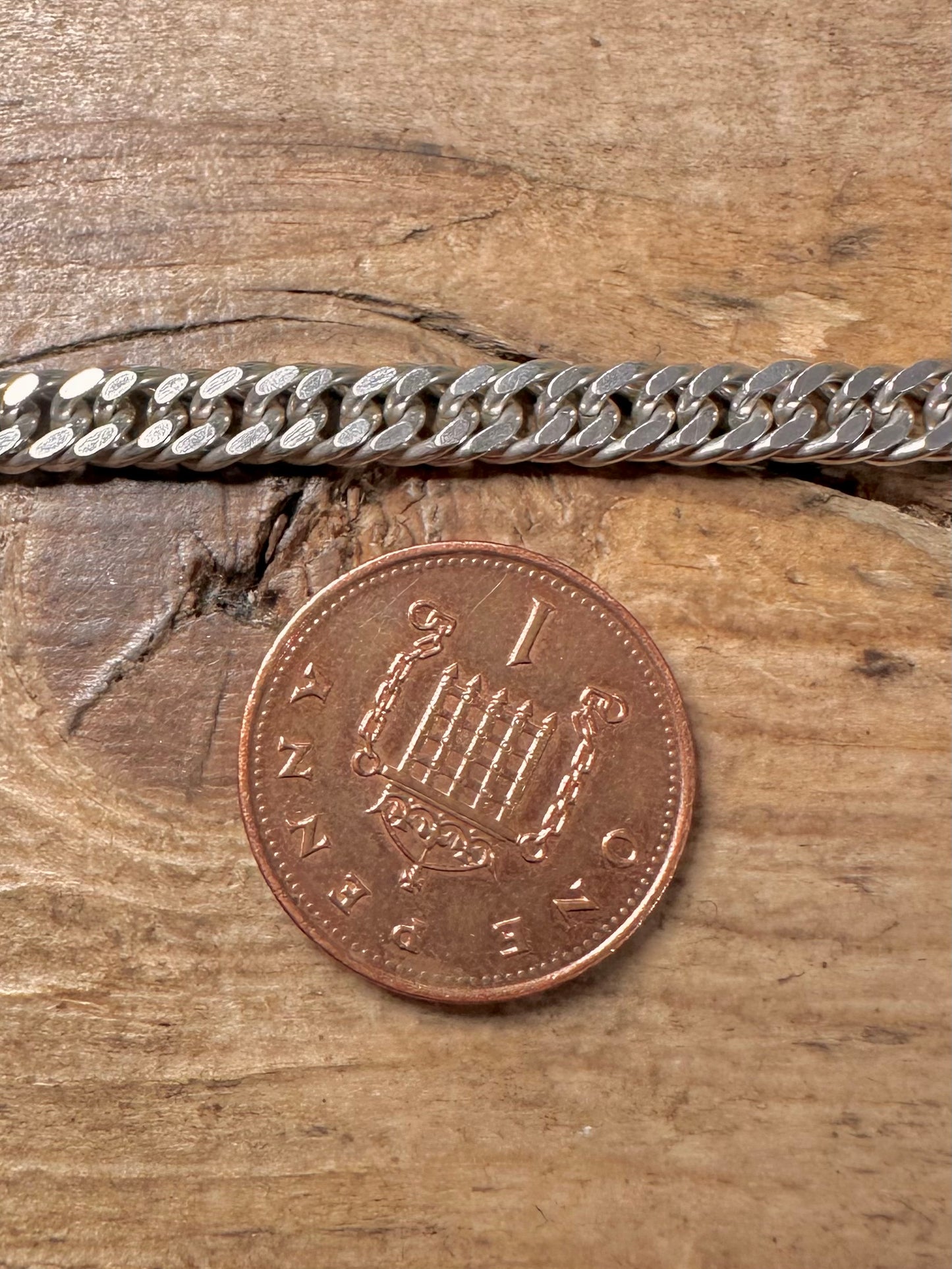Vintage 1996 Double Link Curb Chain 925 Silver 7.6 inch Bracelet