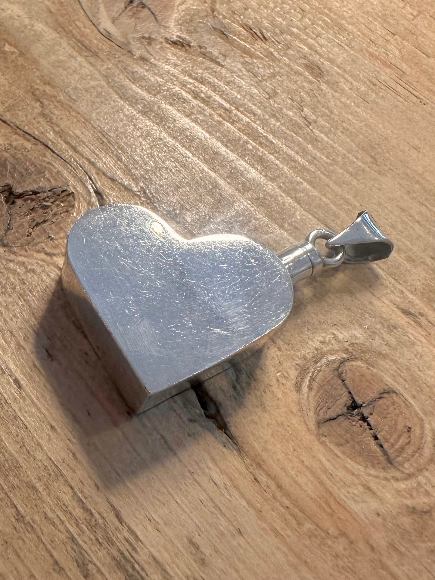 Vintage Large Heart Shaped Perfume Bottle 925 Silver Pendant