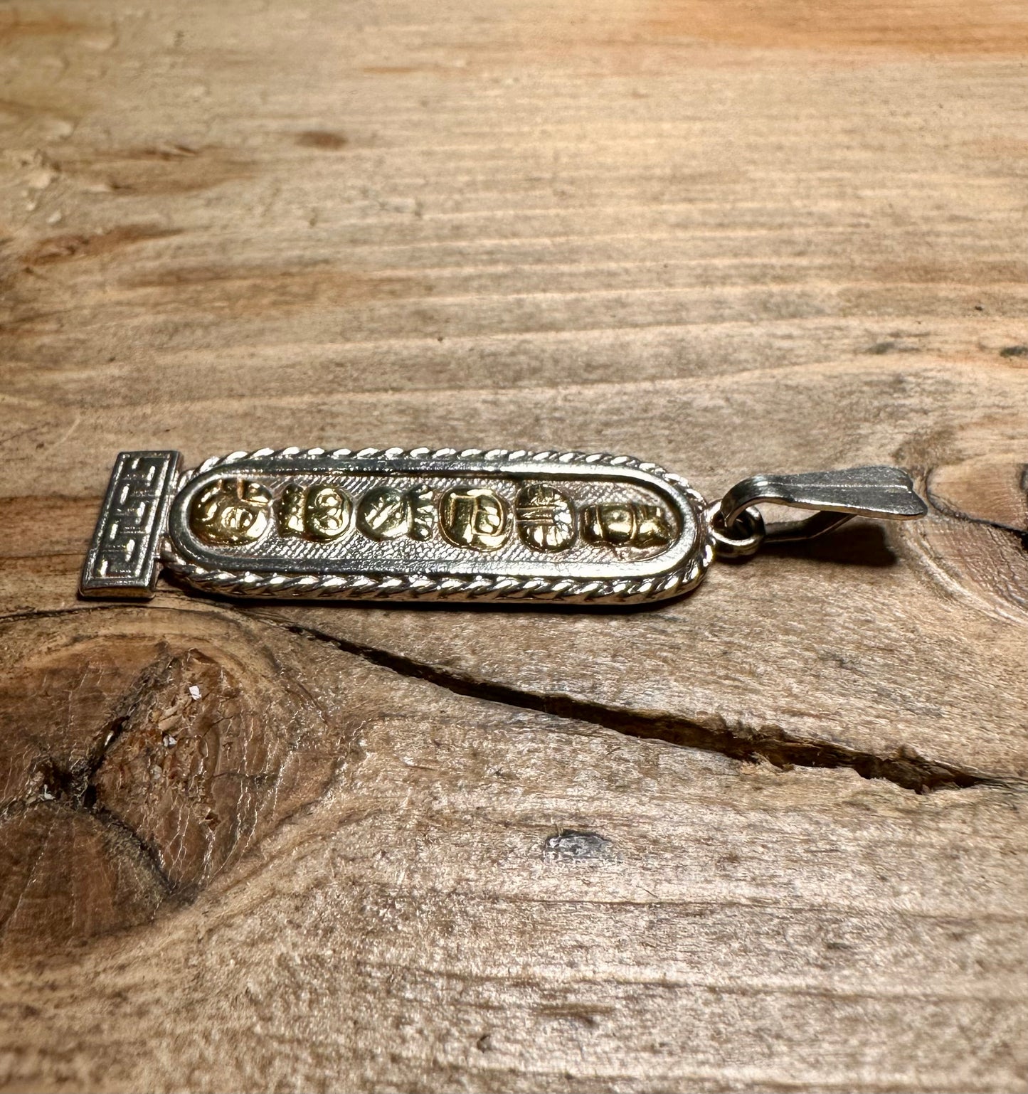 Vintage Ora Mayan Cartouche Gold Parts and 925 Silver Pendant
