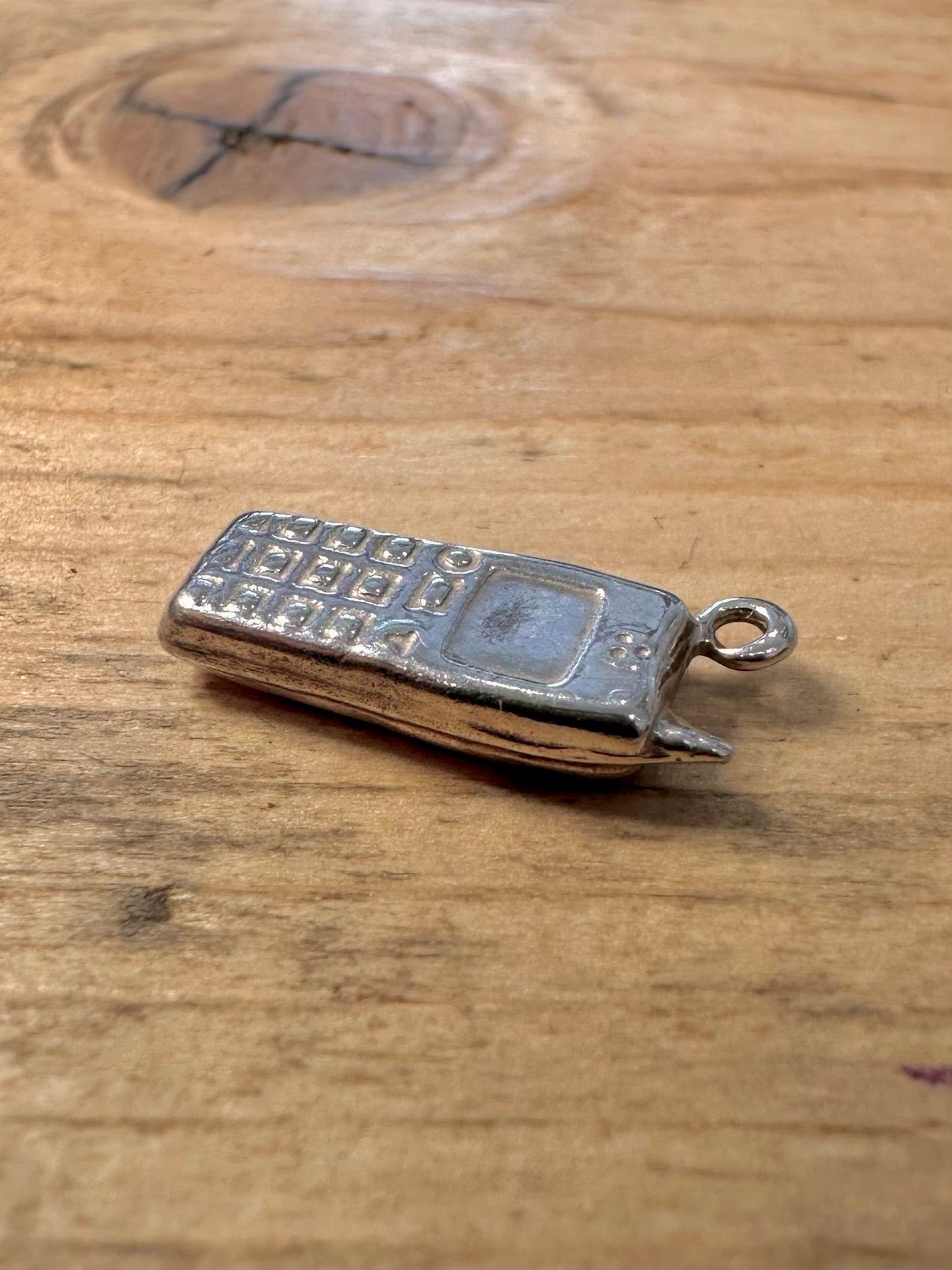 Vintage Old Phone 925 Silver Charm Pendant