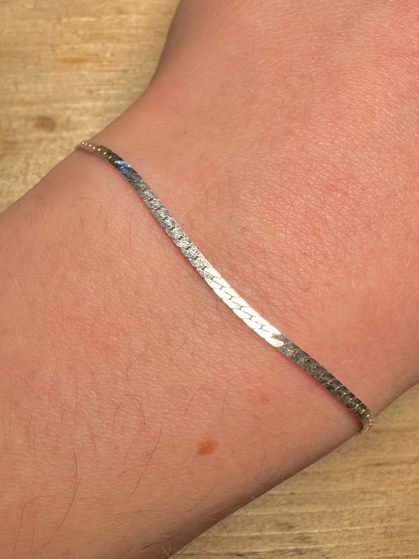 Vintage Flat Link Italy 925 Silver 6.6 inch Bracelet