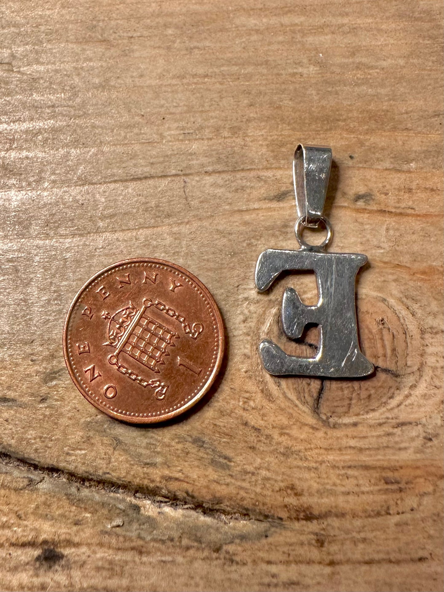 Vintage Letter E 925 Silver Pendant
