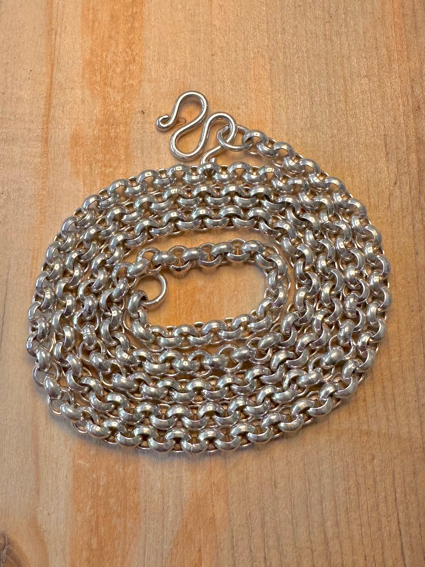 Vintage Belcher Chain 925 Silver 26 inch Necklace
