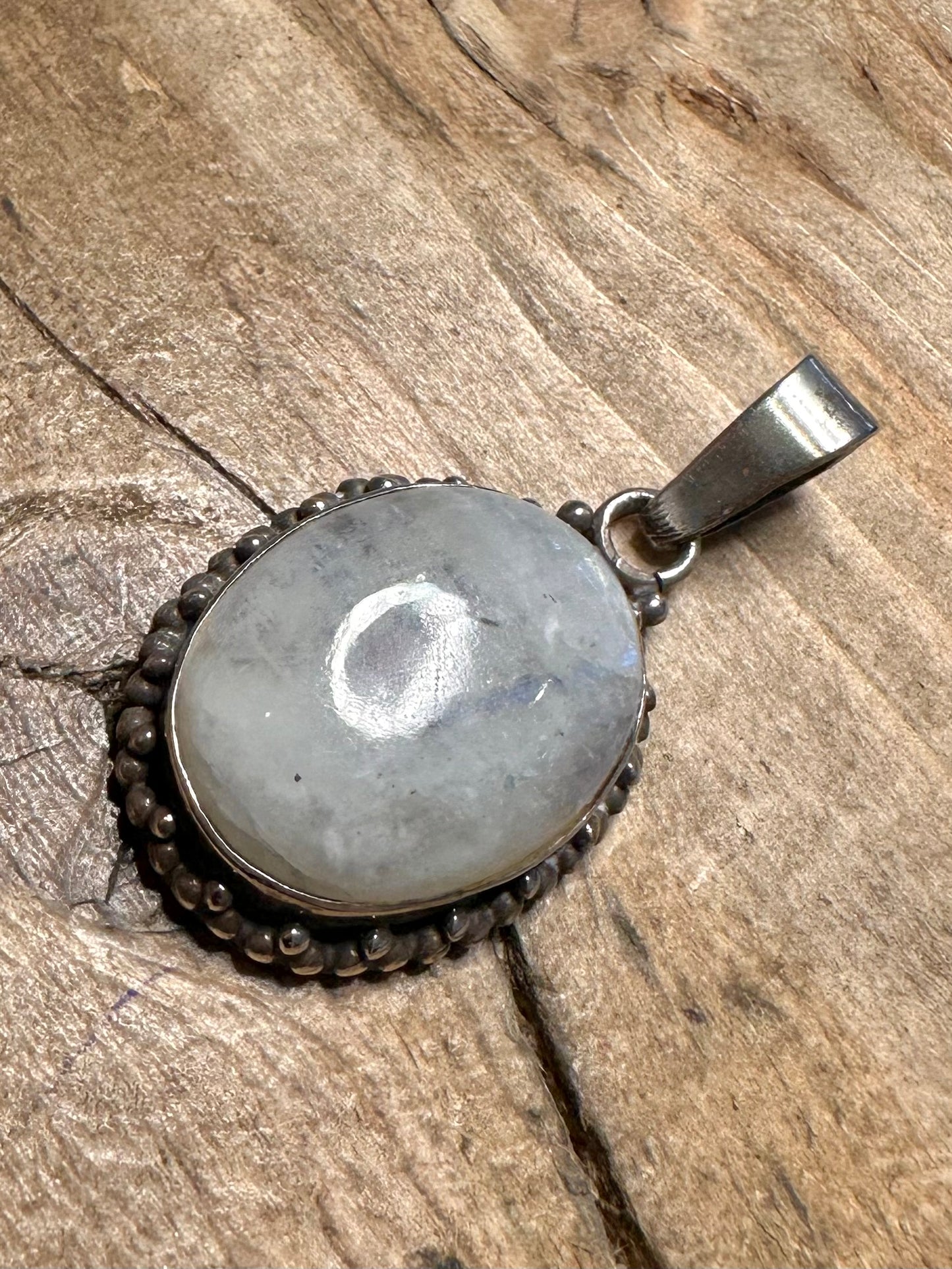 Vintage Moonstone Ornate Oval 925 Silver Pendant