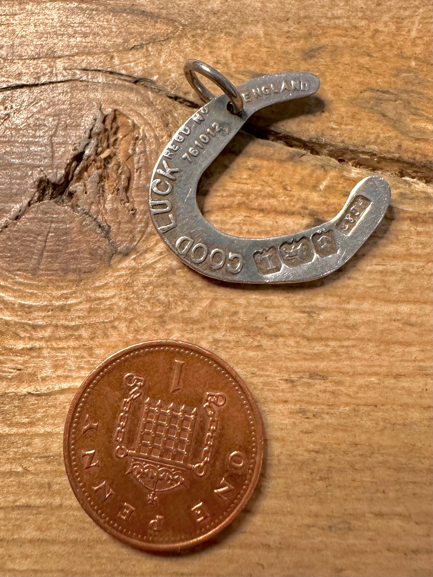 Vintage 1935 Horseshoe Good Luck Made in England 925 Silver Pendant