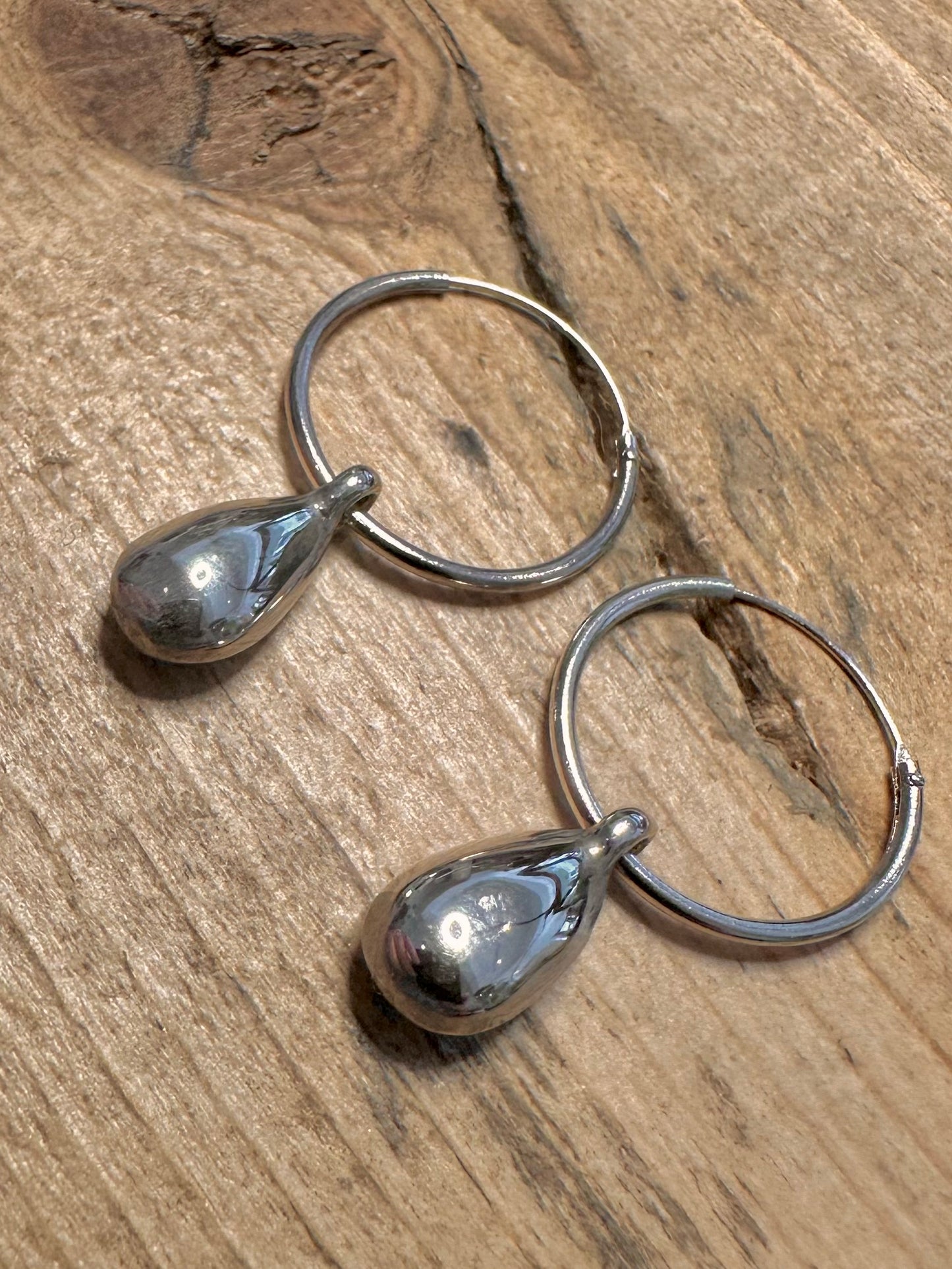 Modern Hoop and Dangle Teardrop 925 Silver Earrings