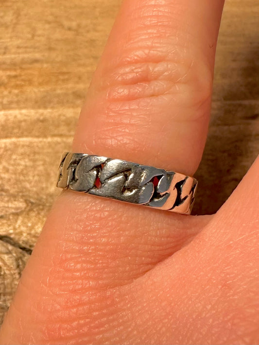 Vintage Cable Chain Style Band 925 Silver Size L Ring