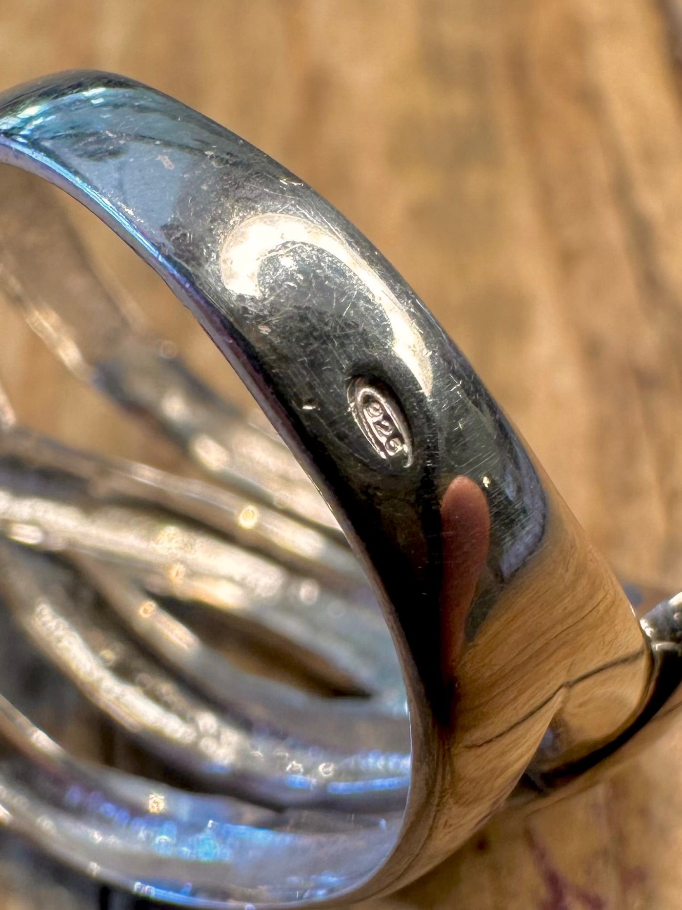 Abstract Layer 925 Sterling Silver Size N Ring