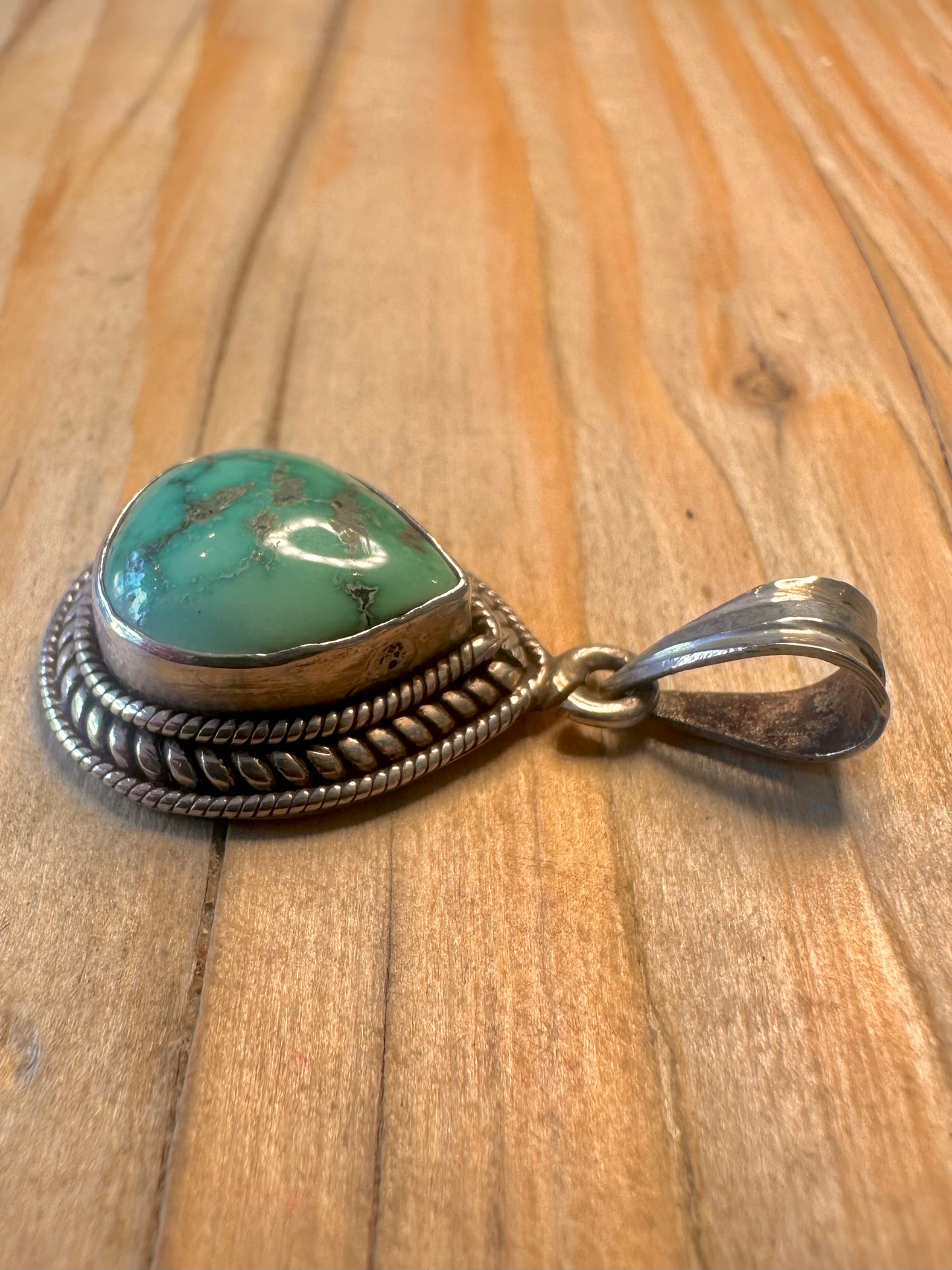 Vintage Turquoise Tribal 925 Sterling Silver Pendant