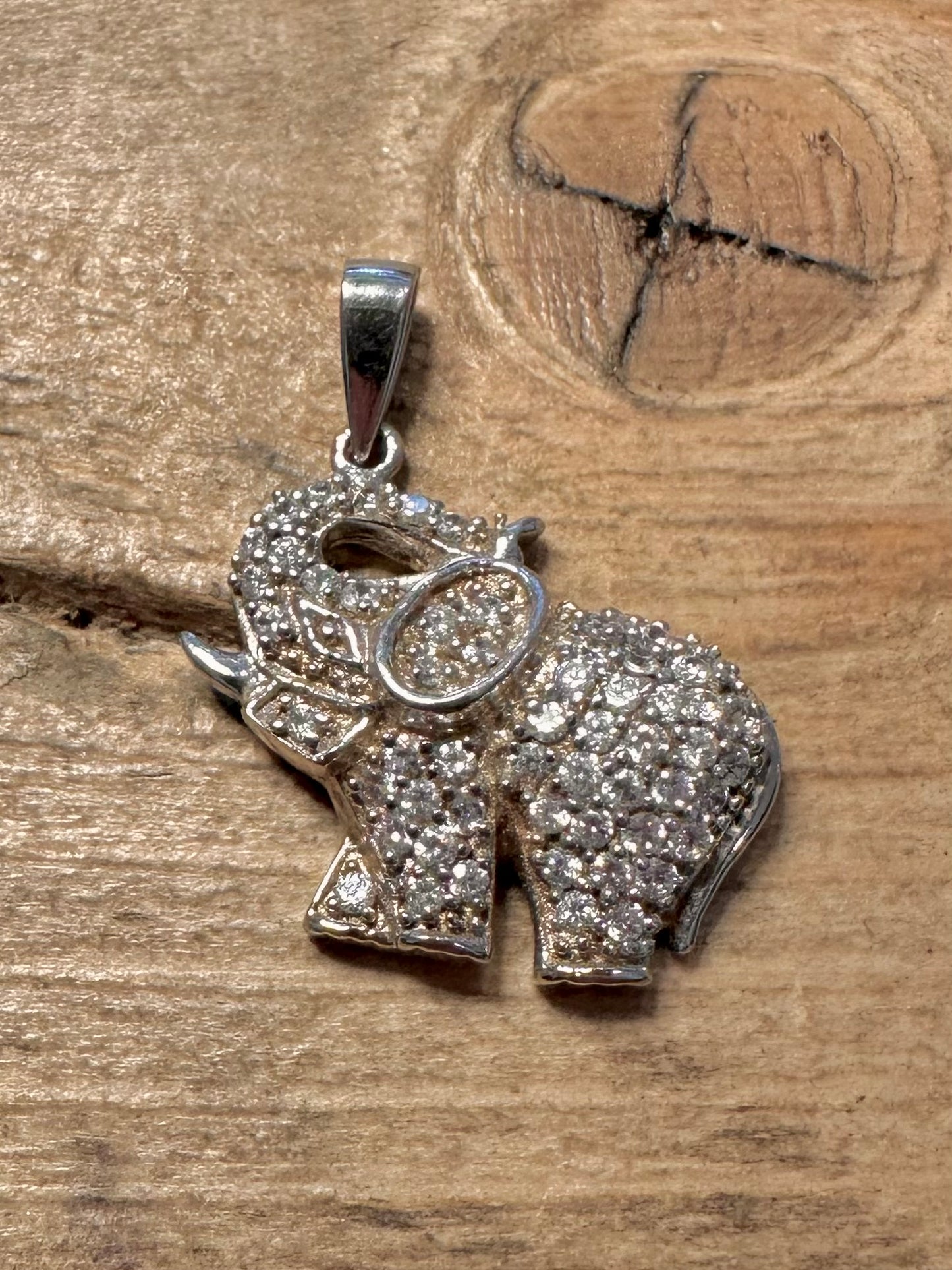 Modern CZ Stone Elephant 925 Silver Pendant