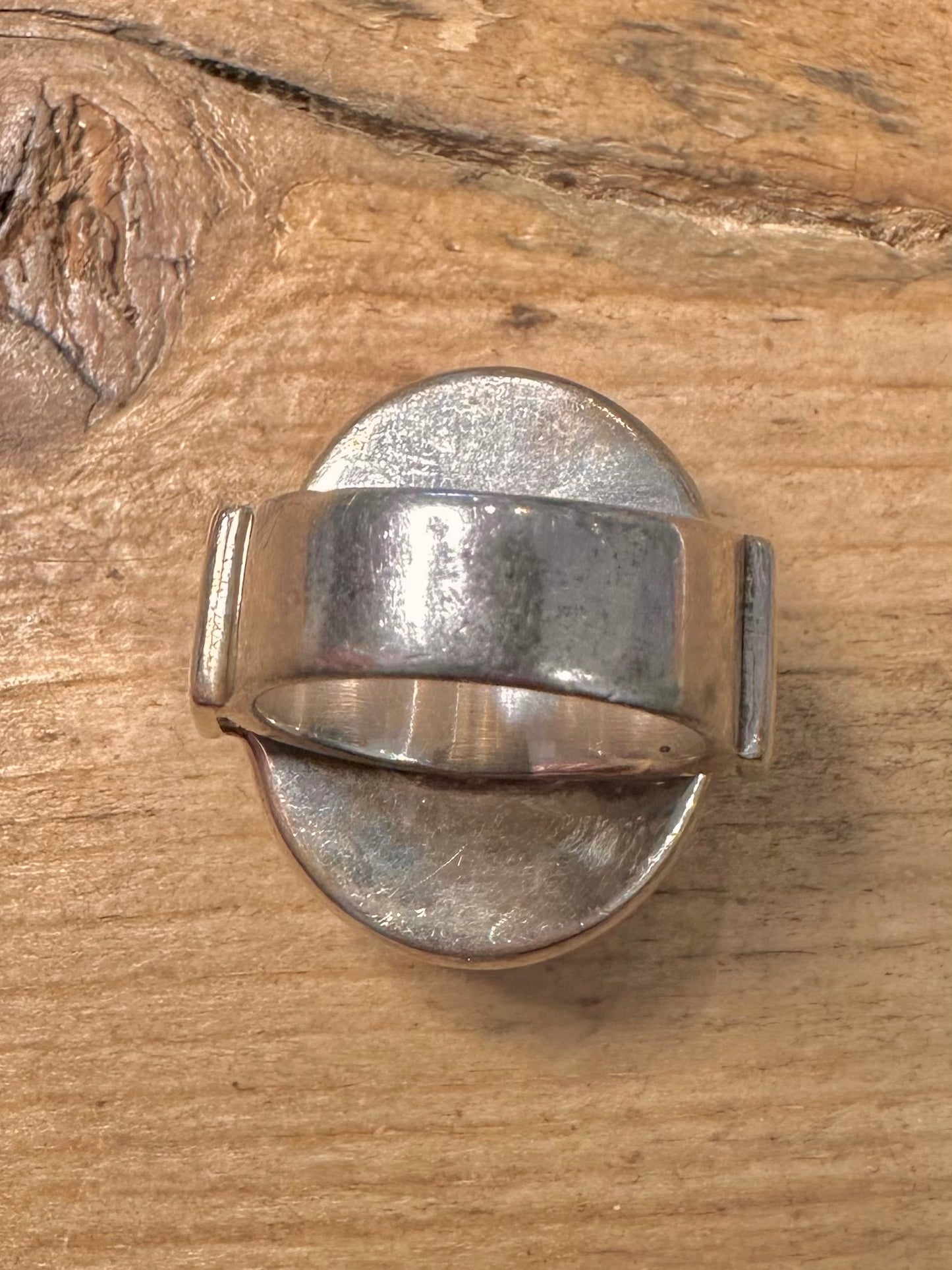 Vintage Chunky Onyx Cabachon 925 Silver Size N Ring