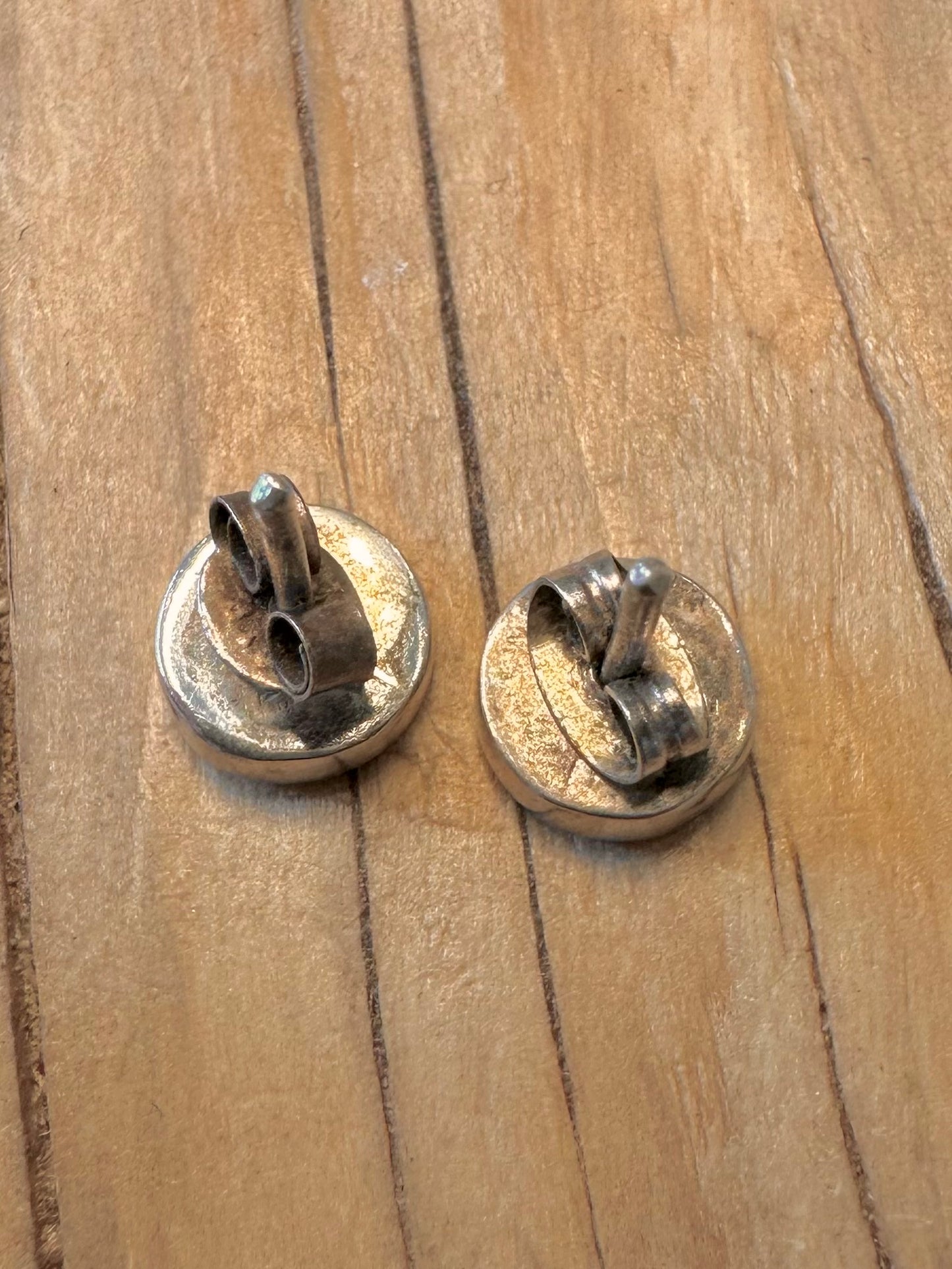 Abstract Blue Black Green Stud 925 Silver Earrings