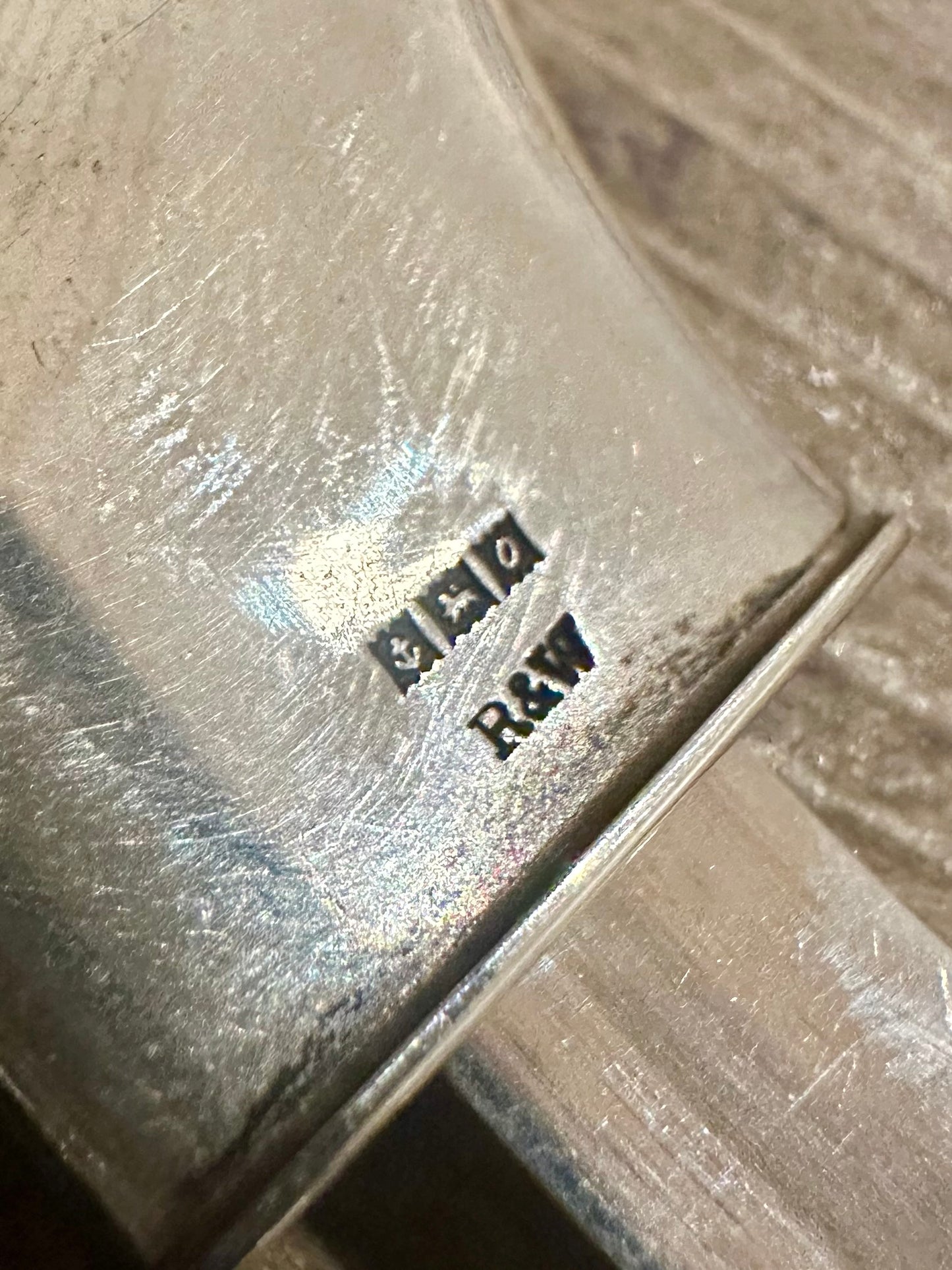 Vintage 1963 R&W Engraved Floral Chunky 925 Silver Bangle