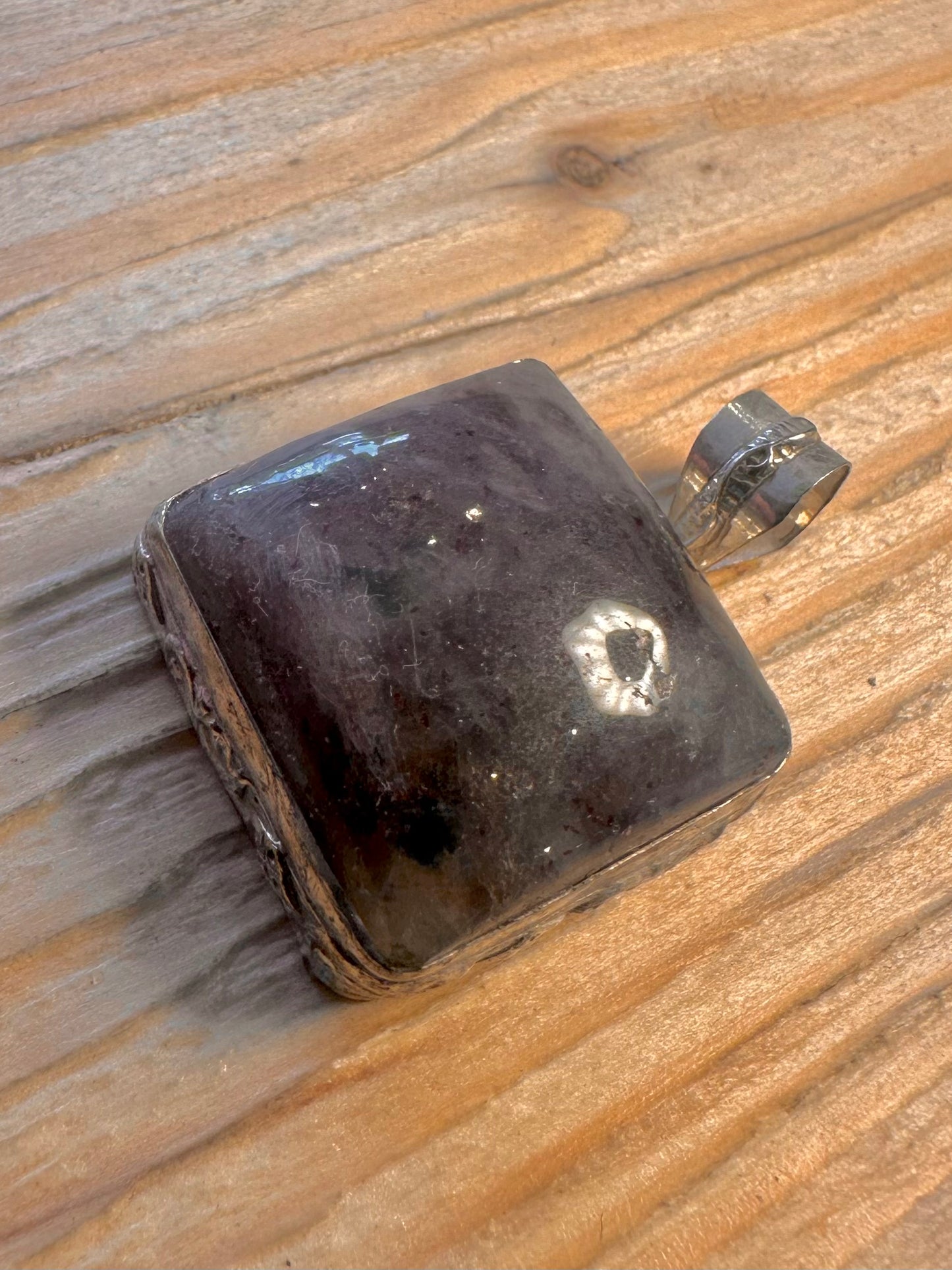 Vintage Square Purple Labradorite 925 Sterling Silver Pendant