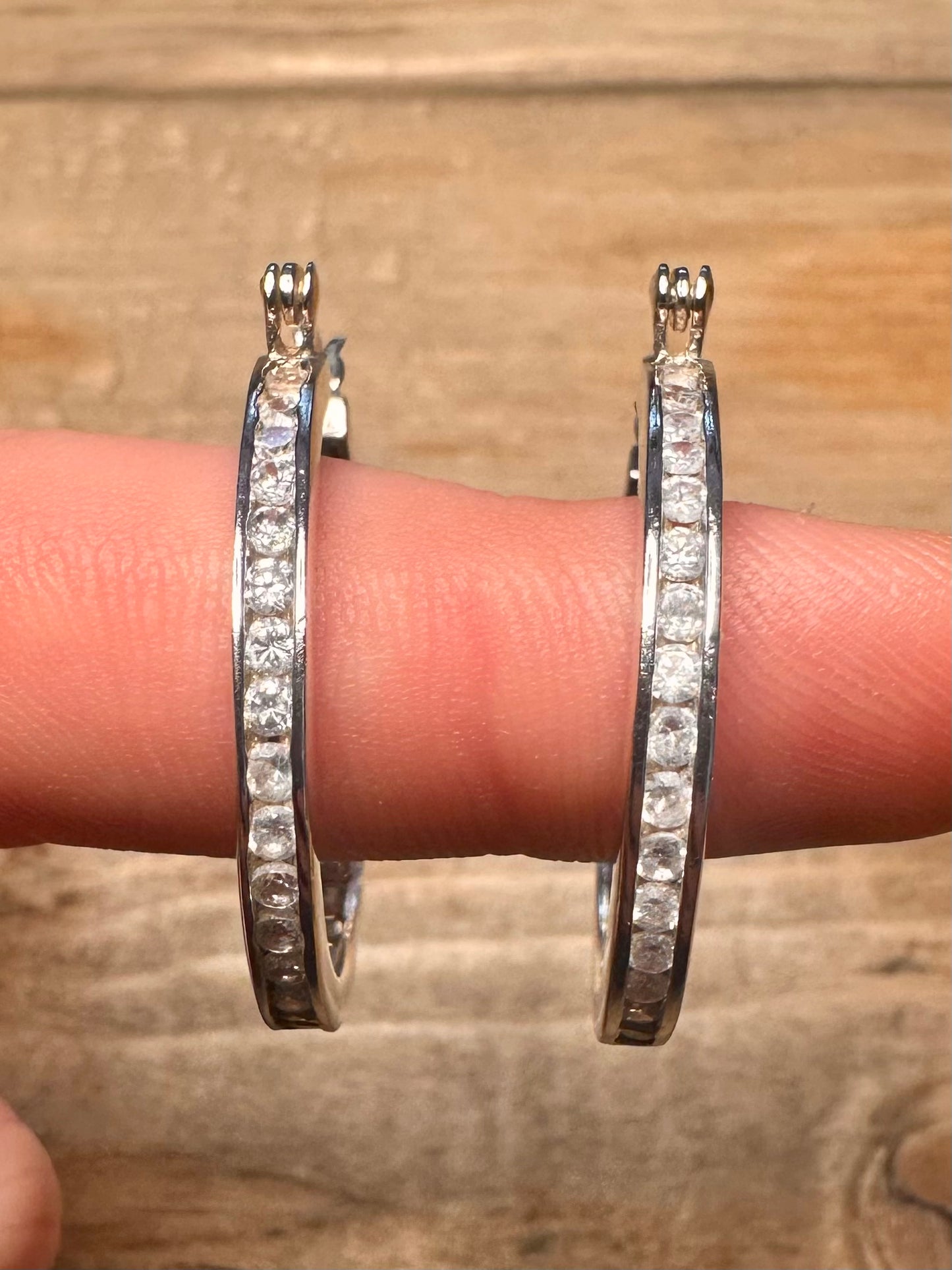 Modern CZ Hoops 925 Silver Earrings