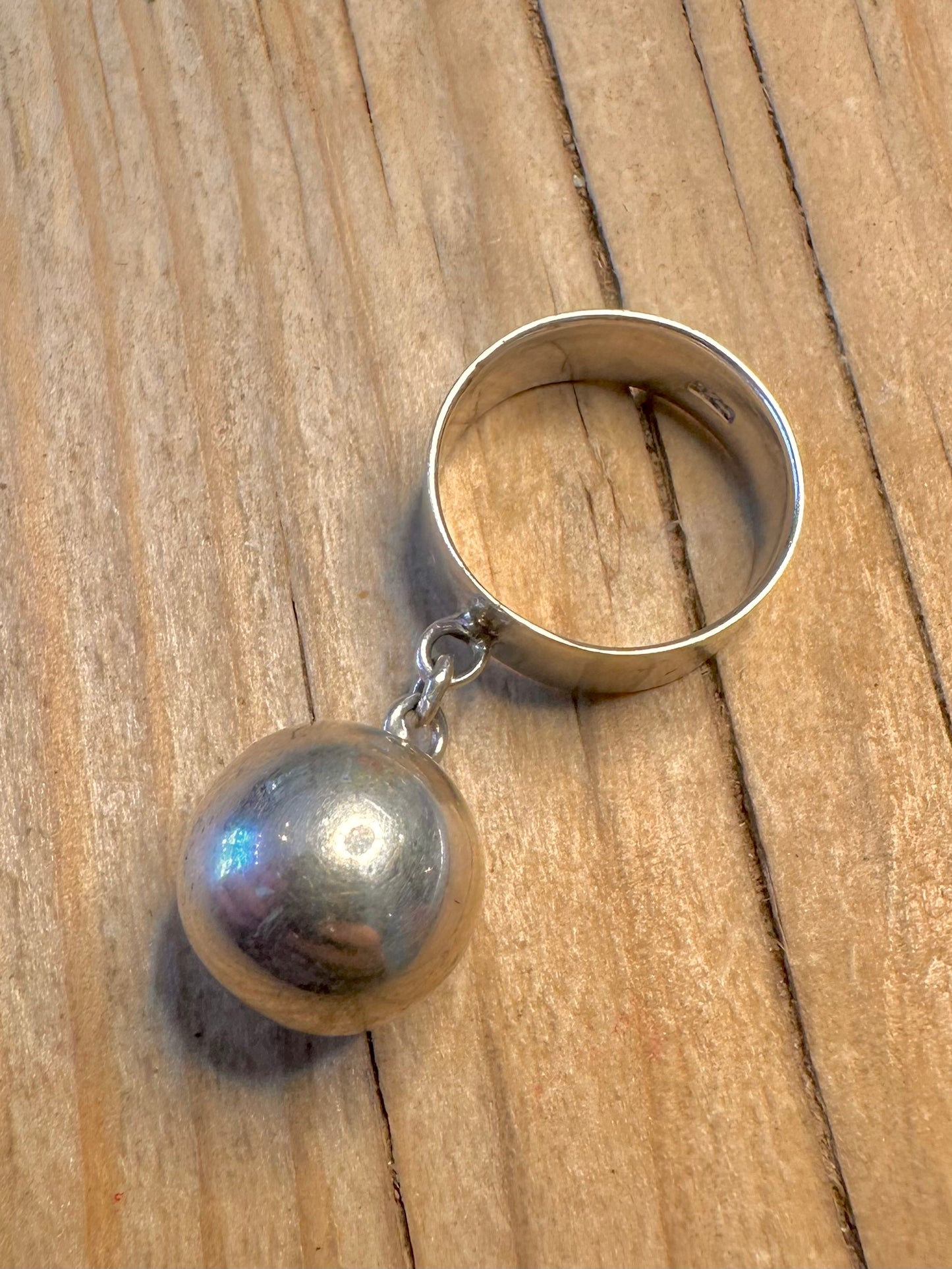 Abstract Dangle Ball 925 Sterling Silver Size N1/2 Ring