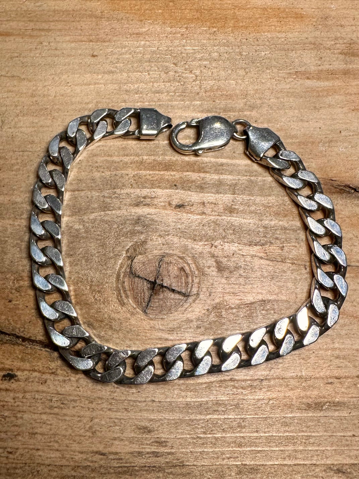 Vintage Curb Chain 925 Silver 8.5 inch Bracelet