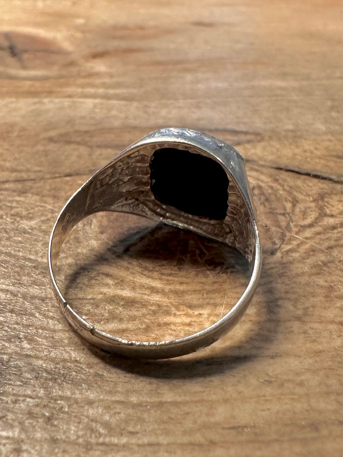 Vintage Black Stone Signet 925 Silver Size Q1/2 Ring