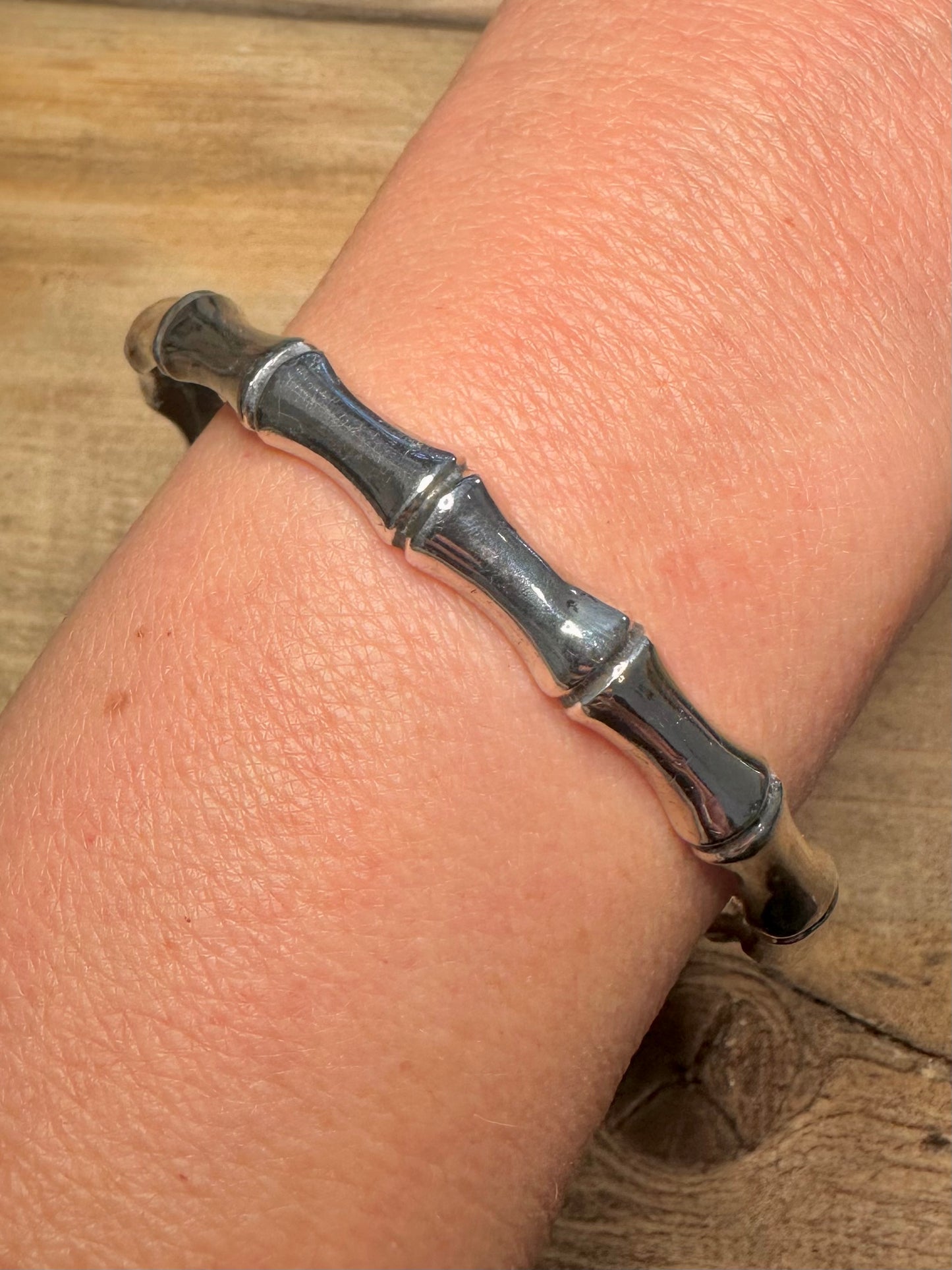 Vintage 1947 Bamboo Style 925 Silver Bangle