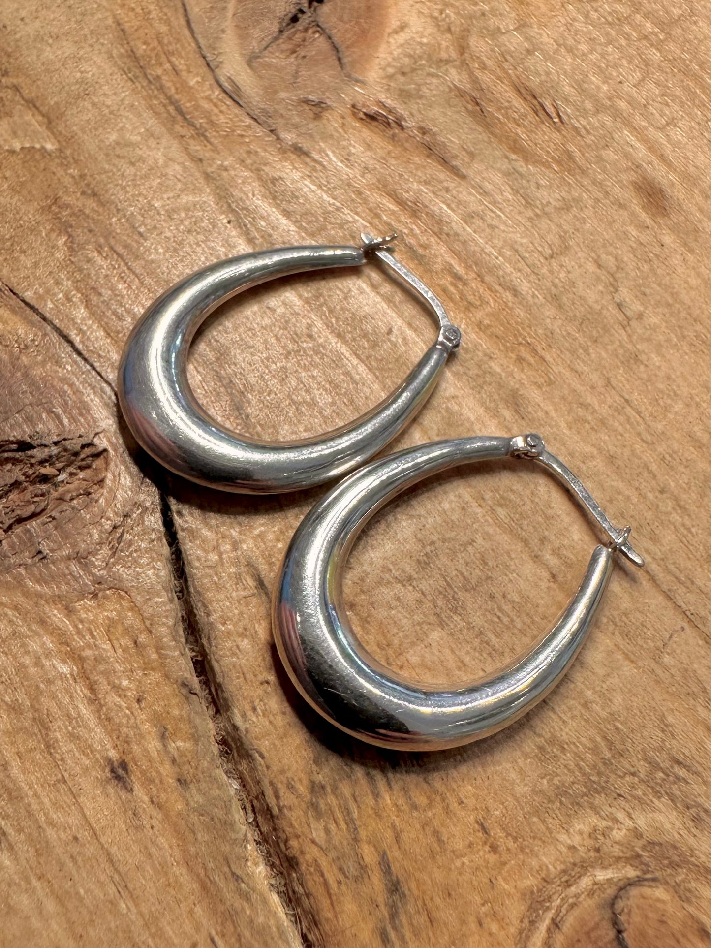 Vintage Creole Hoops 925 Silver Earrings