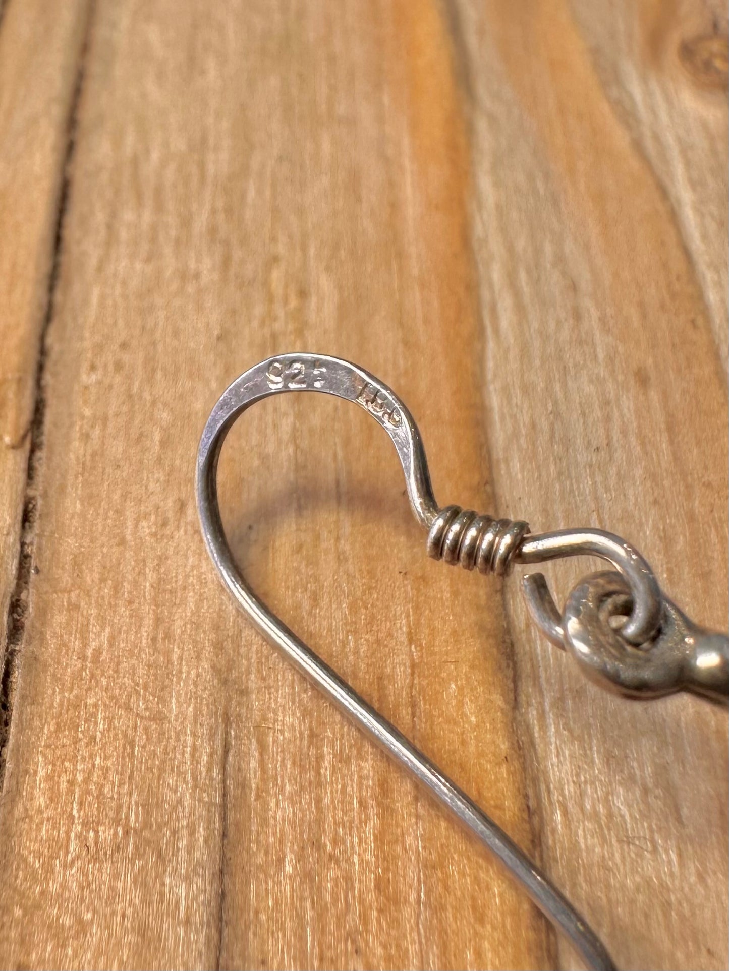 Vintage Long Tear Drop 925 Sterling Silver Earrings