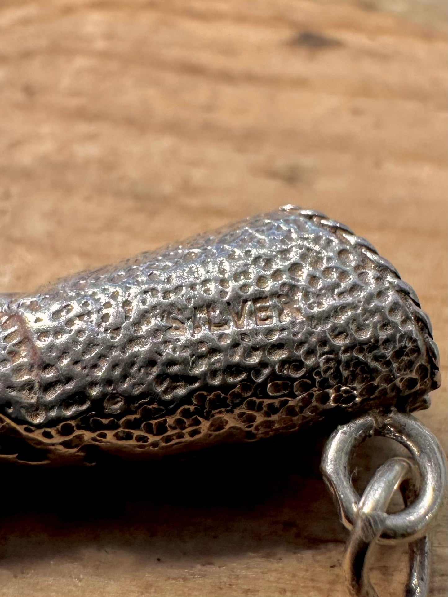 Vintage Textured Boot 925 Silver Charm Pendant