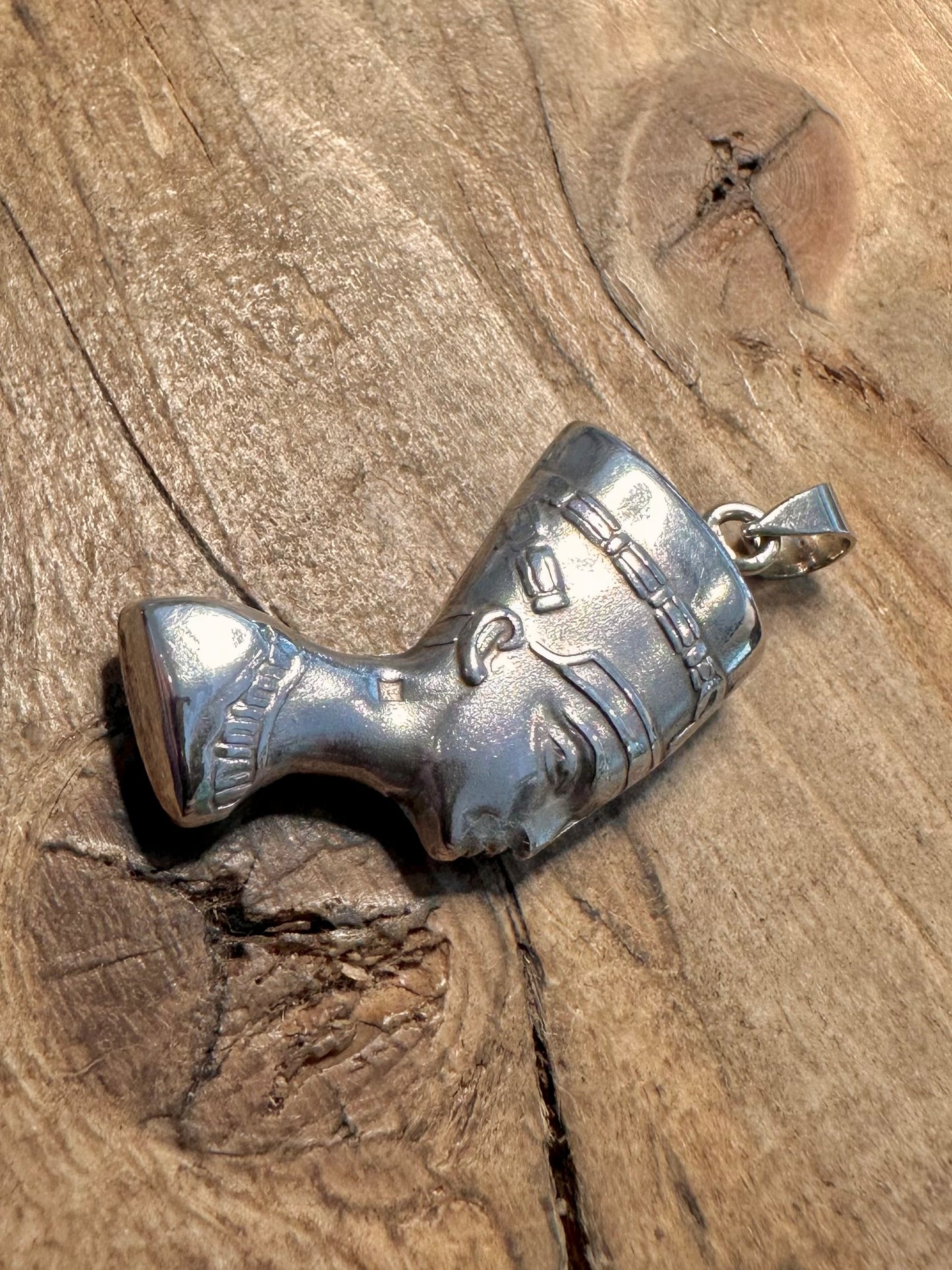 Vintage Egyptian Nefertiti Head 925 Silver Pendant