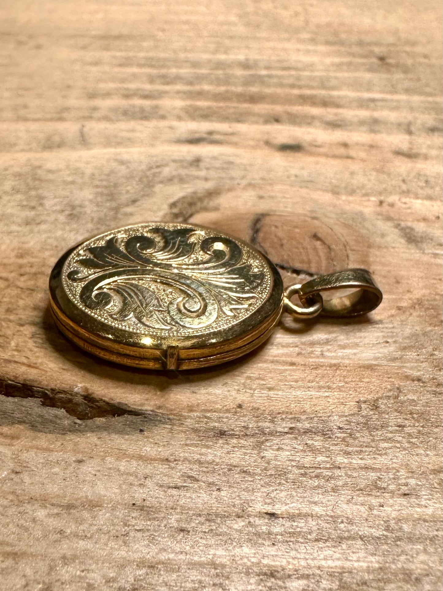Vintage Engraved Locket Rolled Gold Pendant