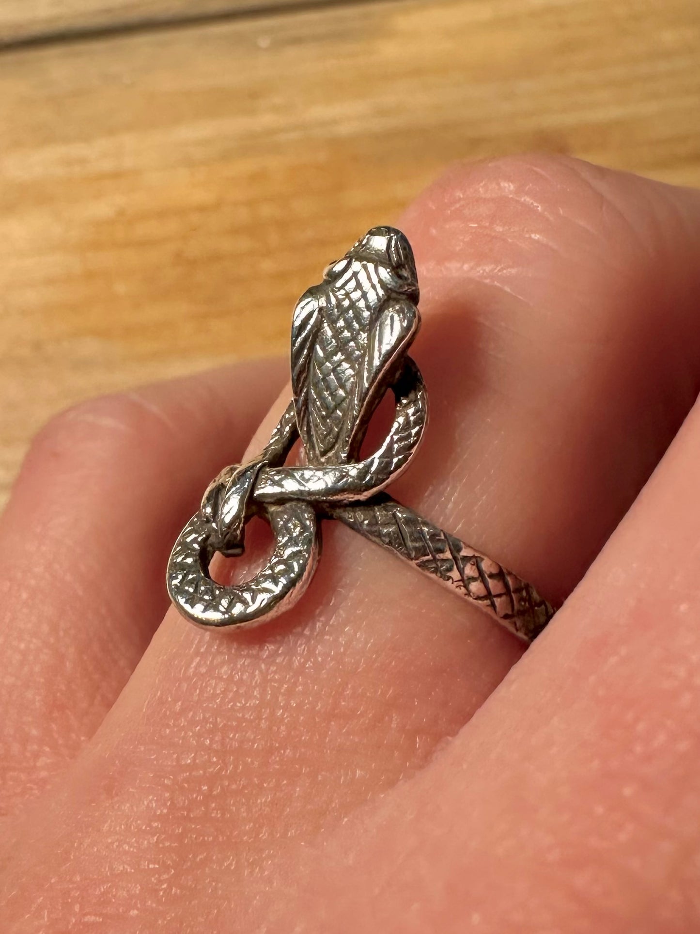 Vintage Snake Coiled 925 Silver Size P Ring