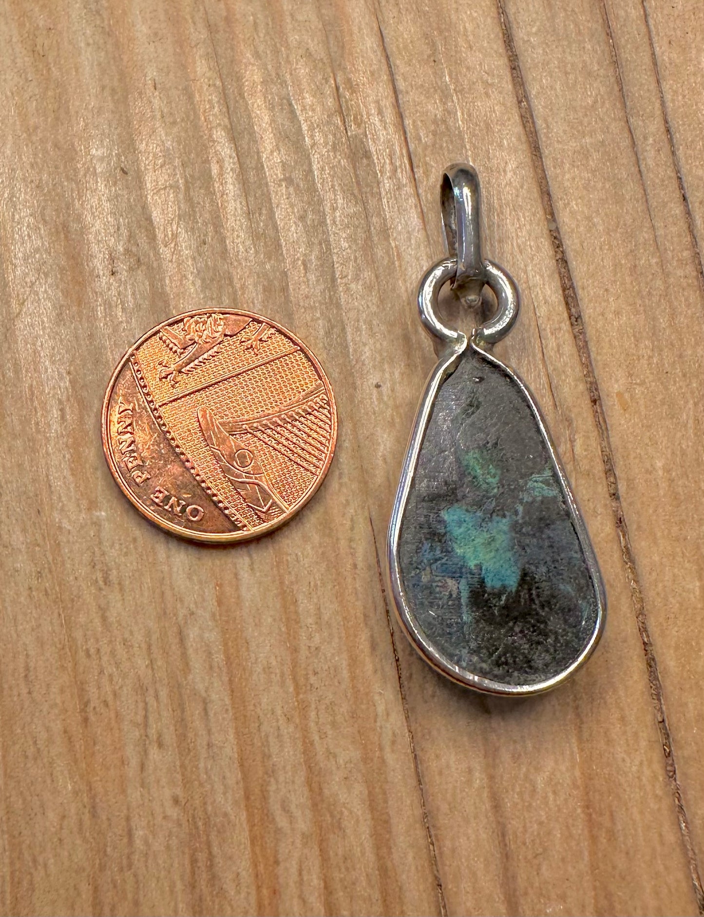 Vintage Polished Turquoise 925 Sterling Silver Pendant