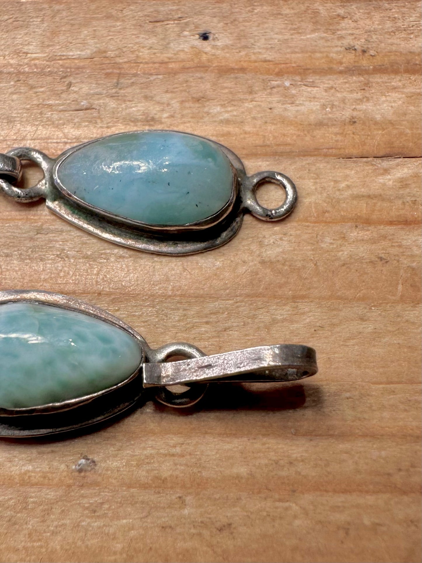 Vintage Larimar Tear Drop 925 Sterling Silver 8.3 inch Bracelet