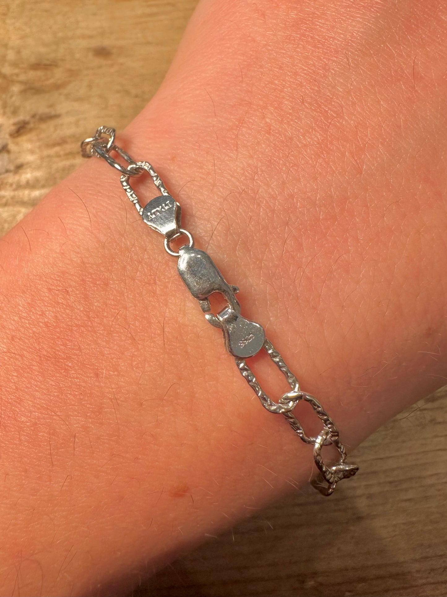 Brutalist Oval Link Italy 925 Silver 7.6 inch Bracelet