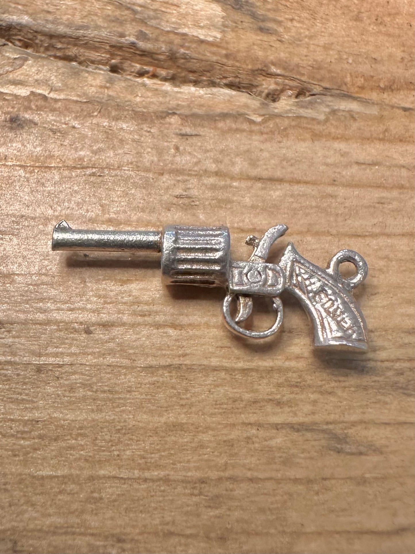 Vintage Revolver Articulated 925 Silver Charm Pendant